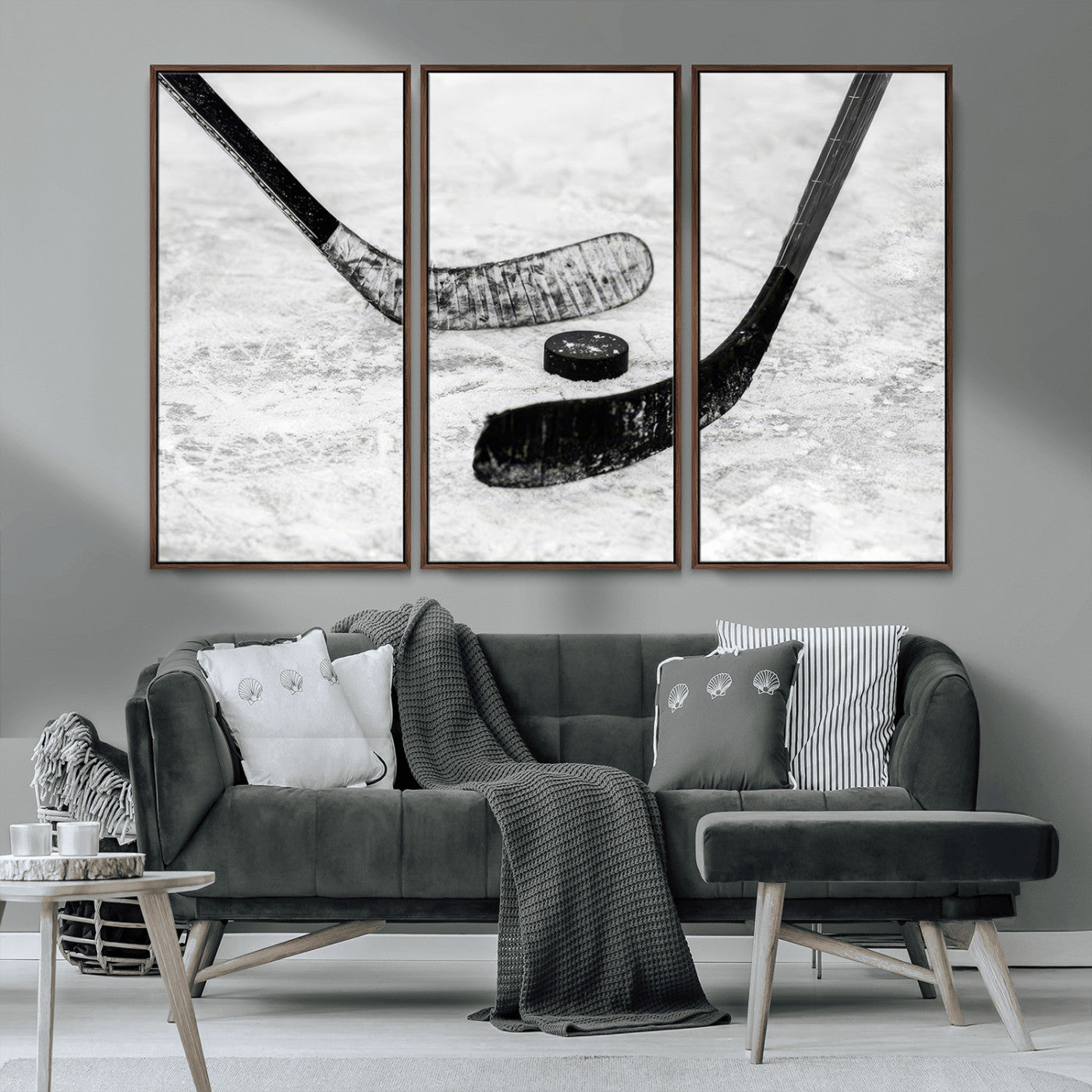 MGV-FC-48X32-3P - Winter Ice Hockey Sport Canvas Wall Art Print - Hockey Wall Art Print