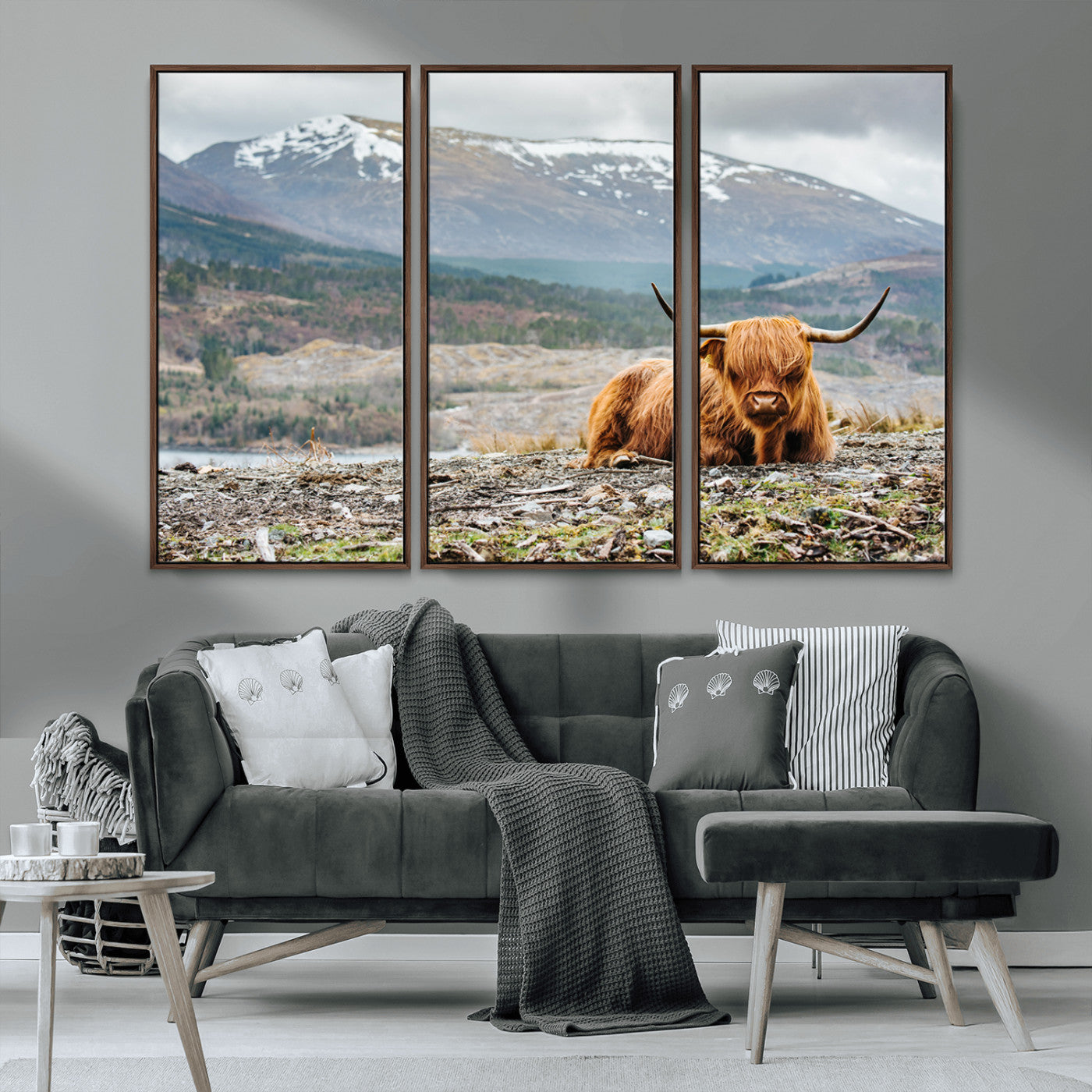 -Highland Cow Horn Farm Wall Art Canvas Print
