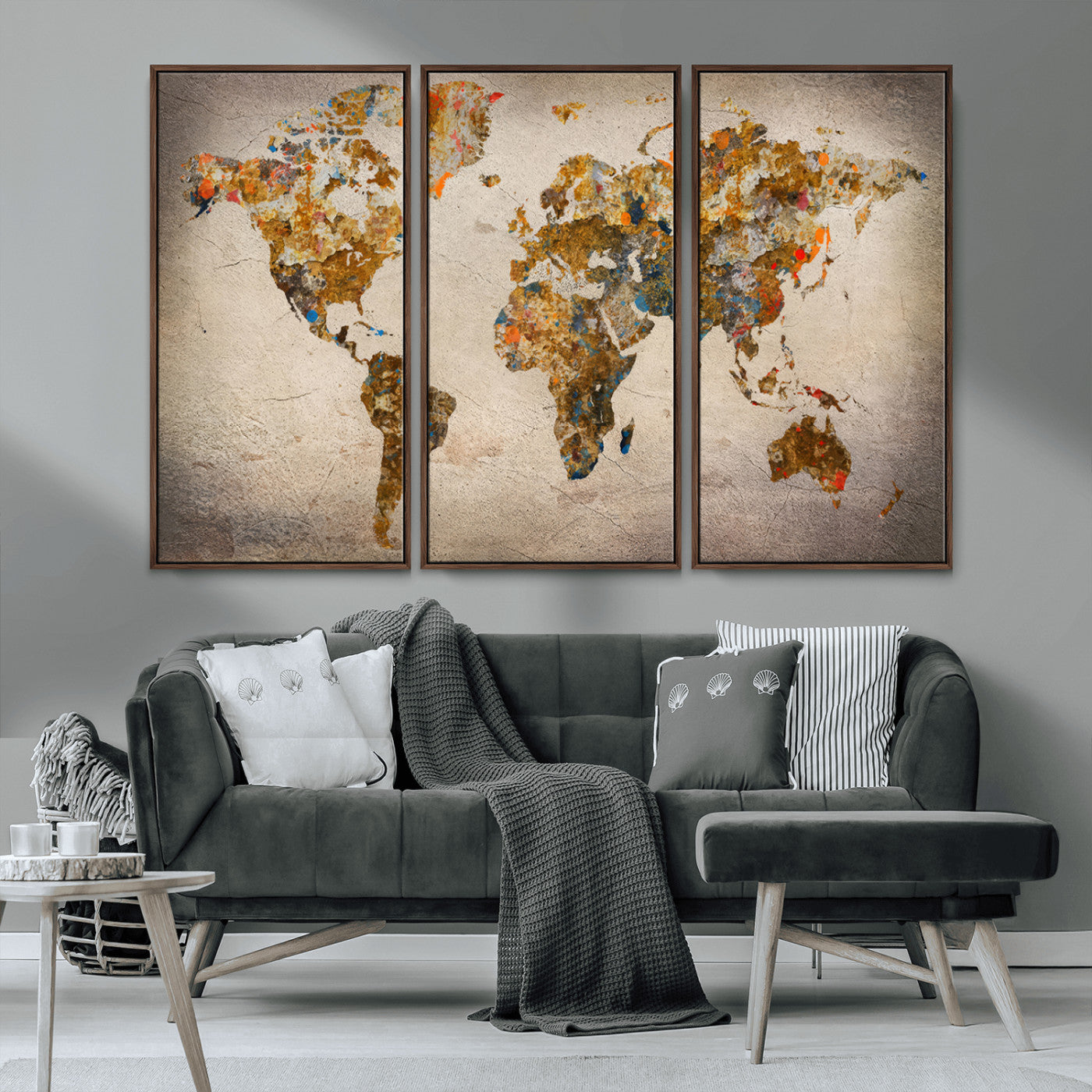 MGV-FC-48X32-3P - Push Pin World Map Canvas Print – Framed Wall Art for Couples to Track Their Travels – Anniversary