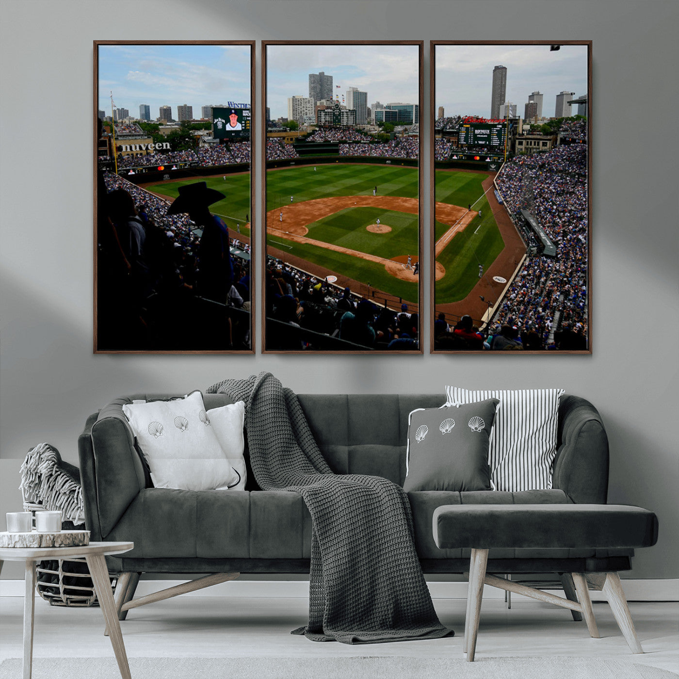 MGV-FC-48X32-3P - Chicago Cubs Baseball Team Print - Wrigley Field Stadium Wall Art Canvas Print