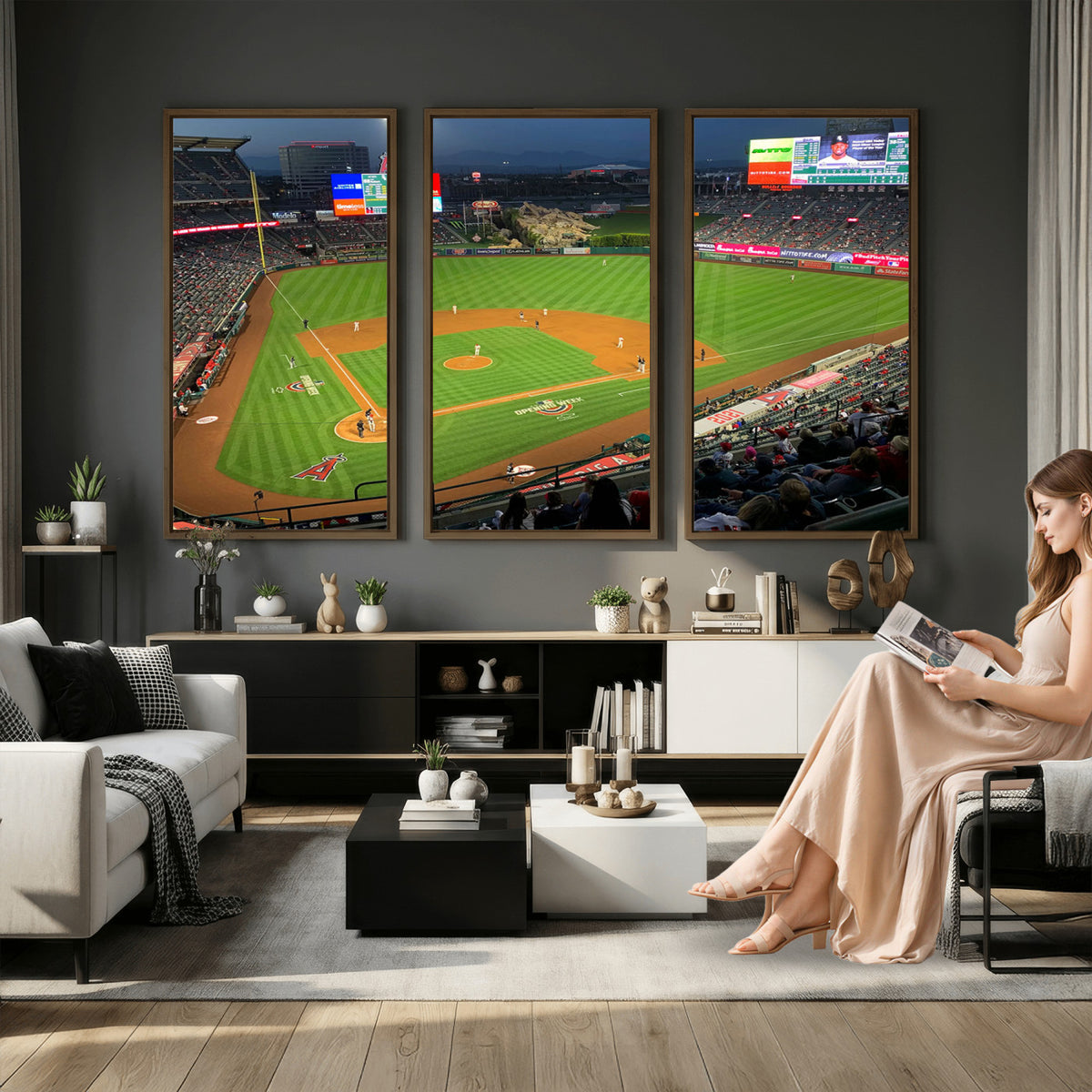 93707-MGV-CV-36X24 - Angel Stadium Aerial Canvas Print | Los Angeles Angels Baseball