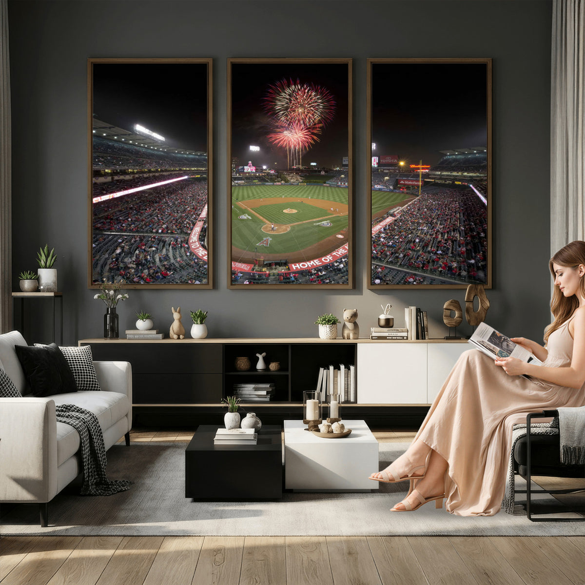 63592-MGV-CV-36X24 - Angel Stadium in Los Angeles Stadium Wall Art Canvas Print