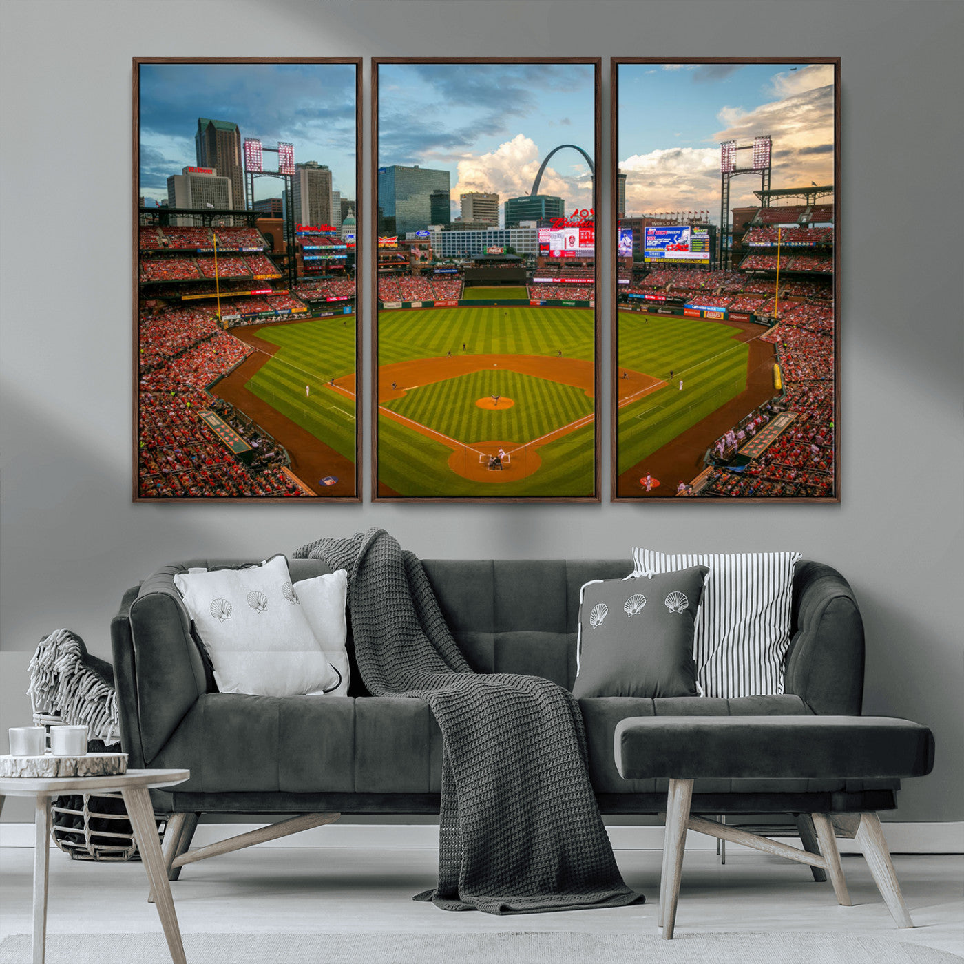 MGV-FC-48X32-3P - Busch Stadium Wall Art Print | St. Louis Cardinals Baseball Stadium Canvas Print | Framed Sports Decor for Living Room, Man Cave Decor