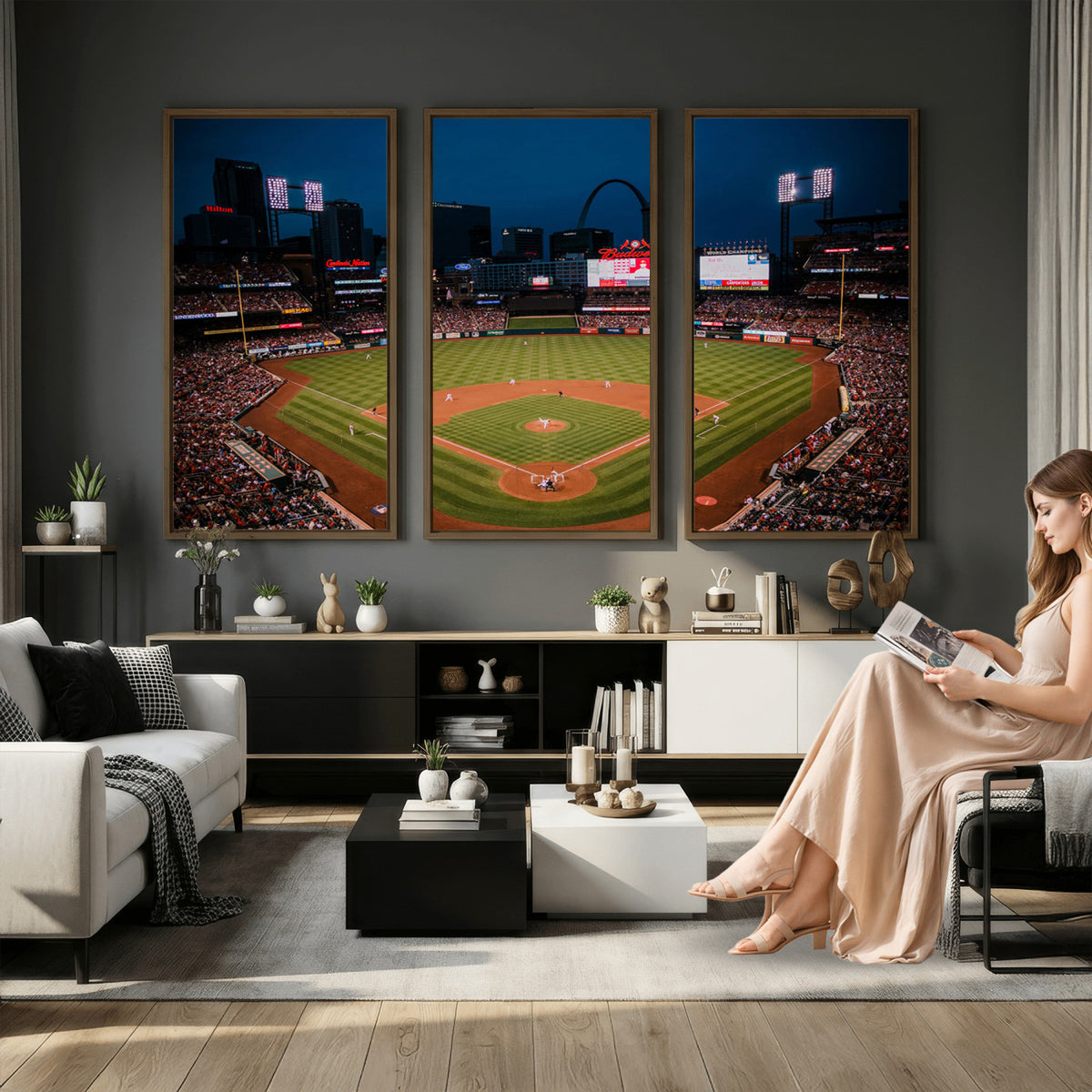 38612-MGV-CV-36X24 - St. Louis Cardinals Baseball Team Print - Busch Stadium Wall Art