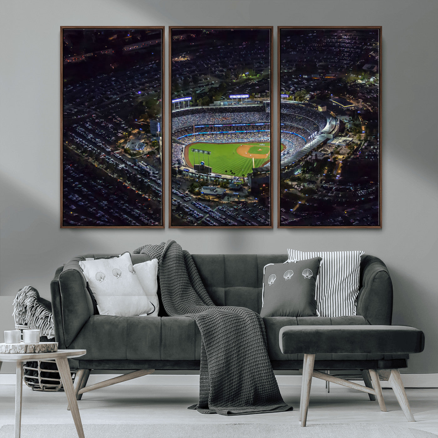 MGV-FC-48X32-3P - Los Angeles Dodgers Baseball Team Print - California Dodger Stadium Wall Art Canvas Print