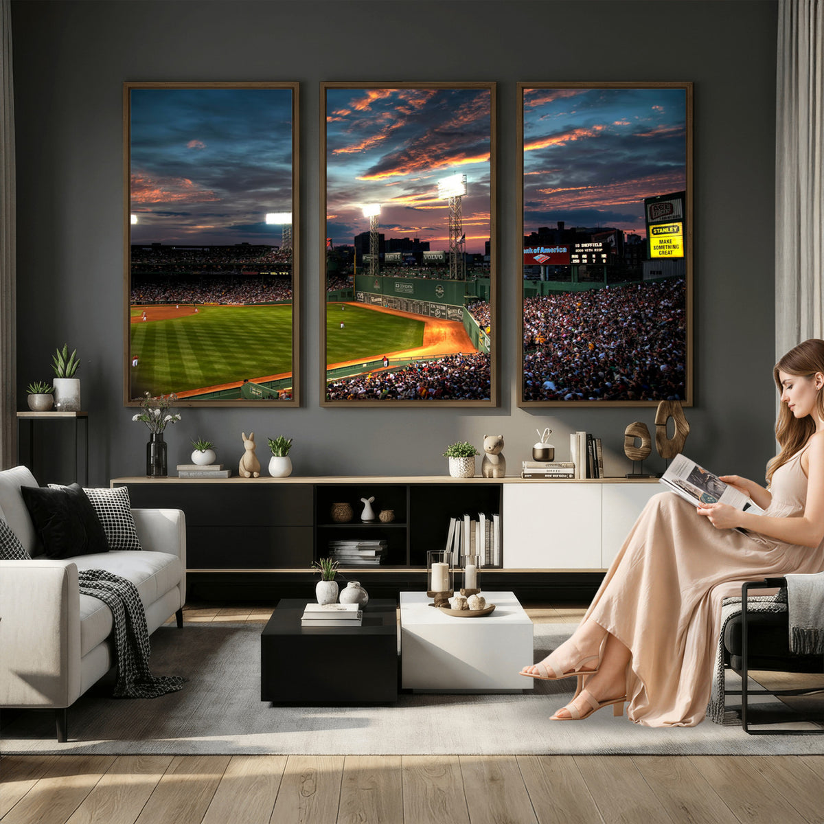 66781-MGV-CV-36X24 - Fenway Park Boston Massachusetts Stadium Wall Art Canvas Print