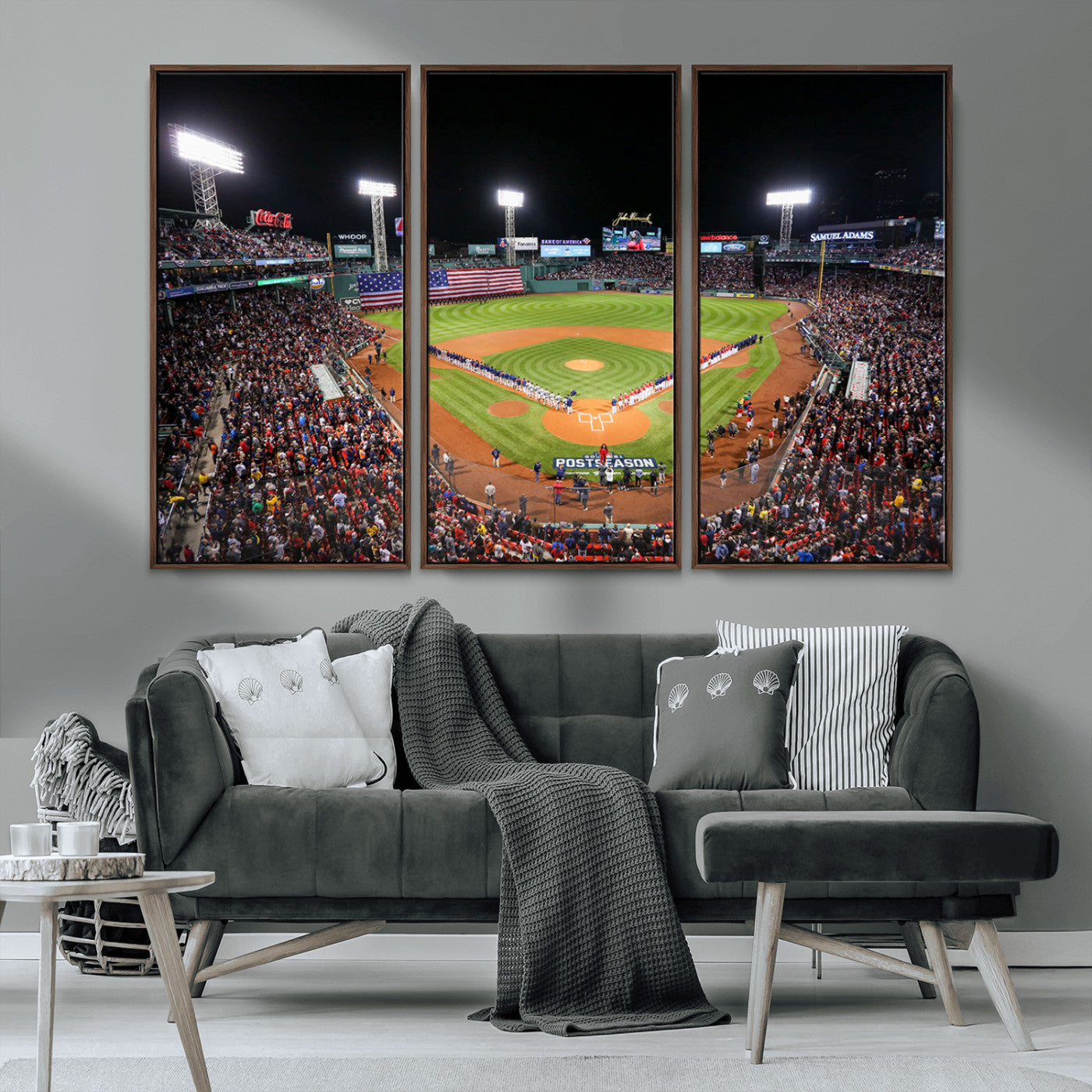 MGV-FC-48X32-3P - Fenway Park Wall Art Canvas Print | Large Baseball Stadium Canvas Print for Boston Red Sox Fans | Framed Ready-to-Hang Boston Sports Decor Artwork