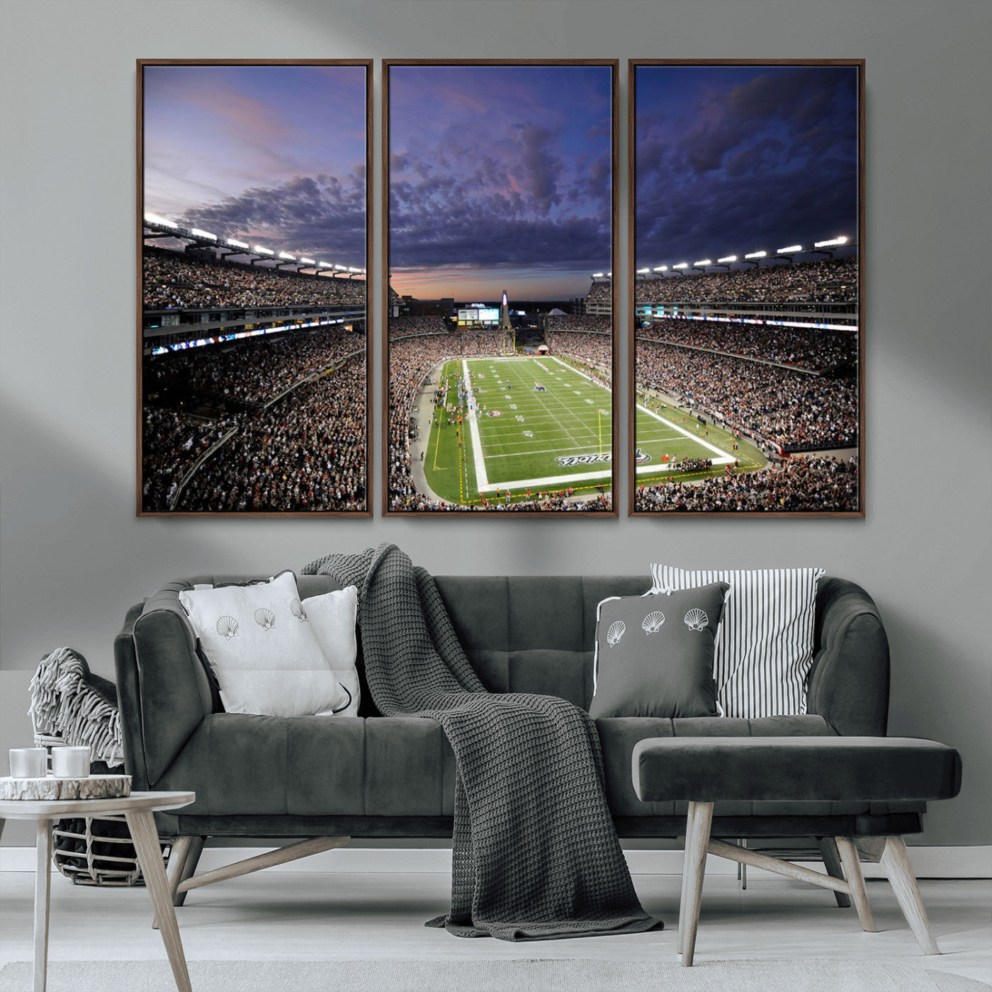 MGV-FC-48X32-3P - New England Patriots Football Team Print - Foxborough Gillette Stadium Wall Art Canvas Print