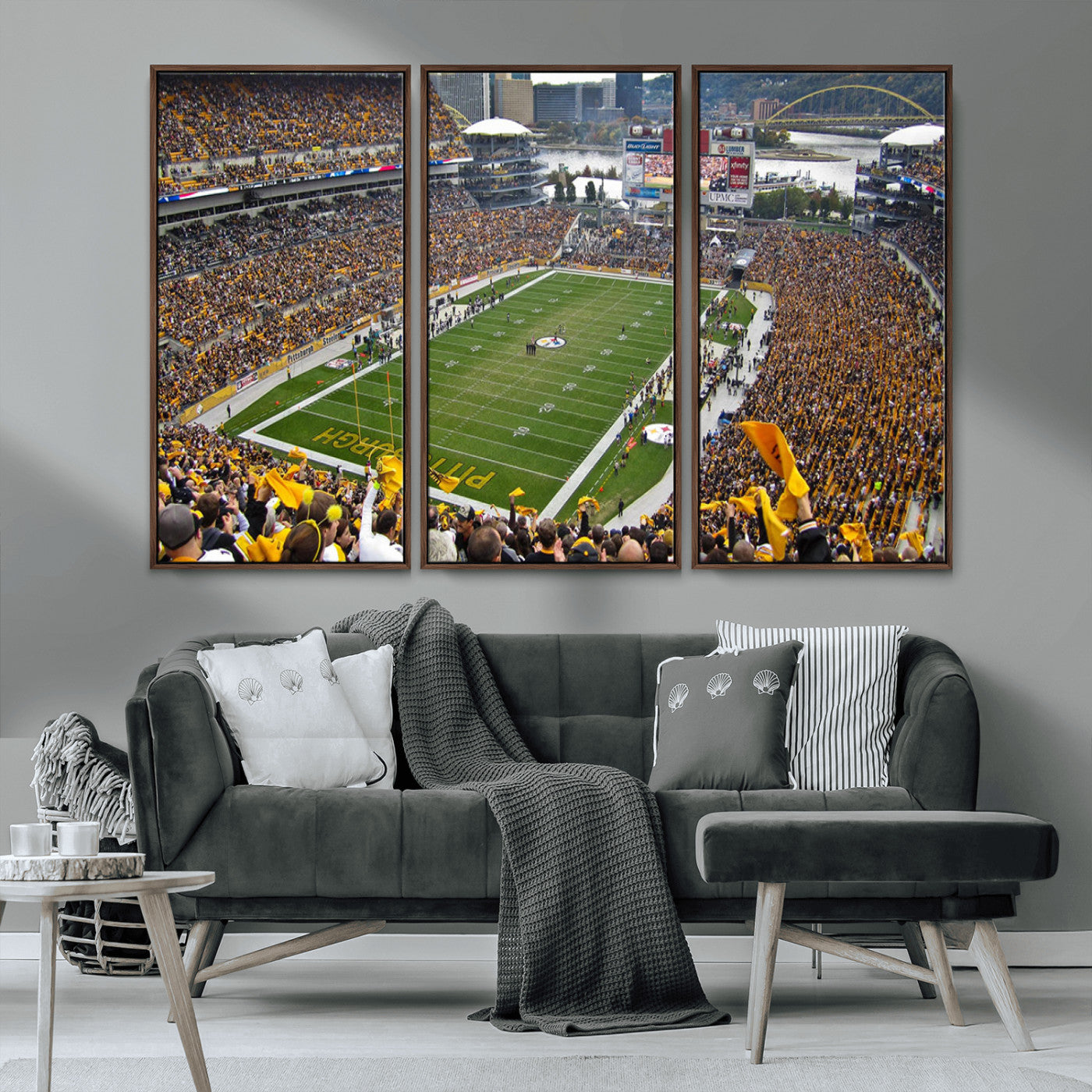 MGV-FC-48X32-3P - Pittsburgh Steelers Football Team Print - Pittsburgh Heinz Field Stadium Wall Art Canvas Print
