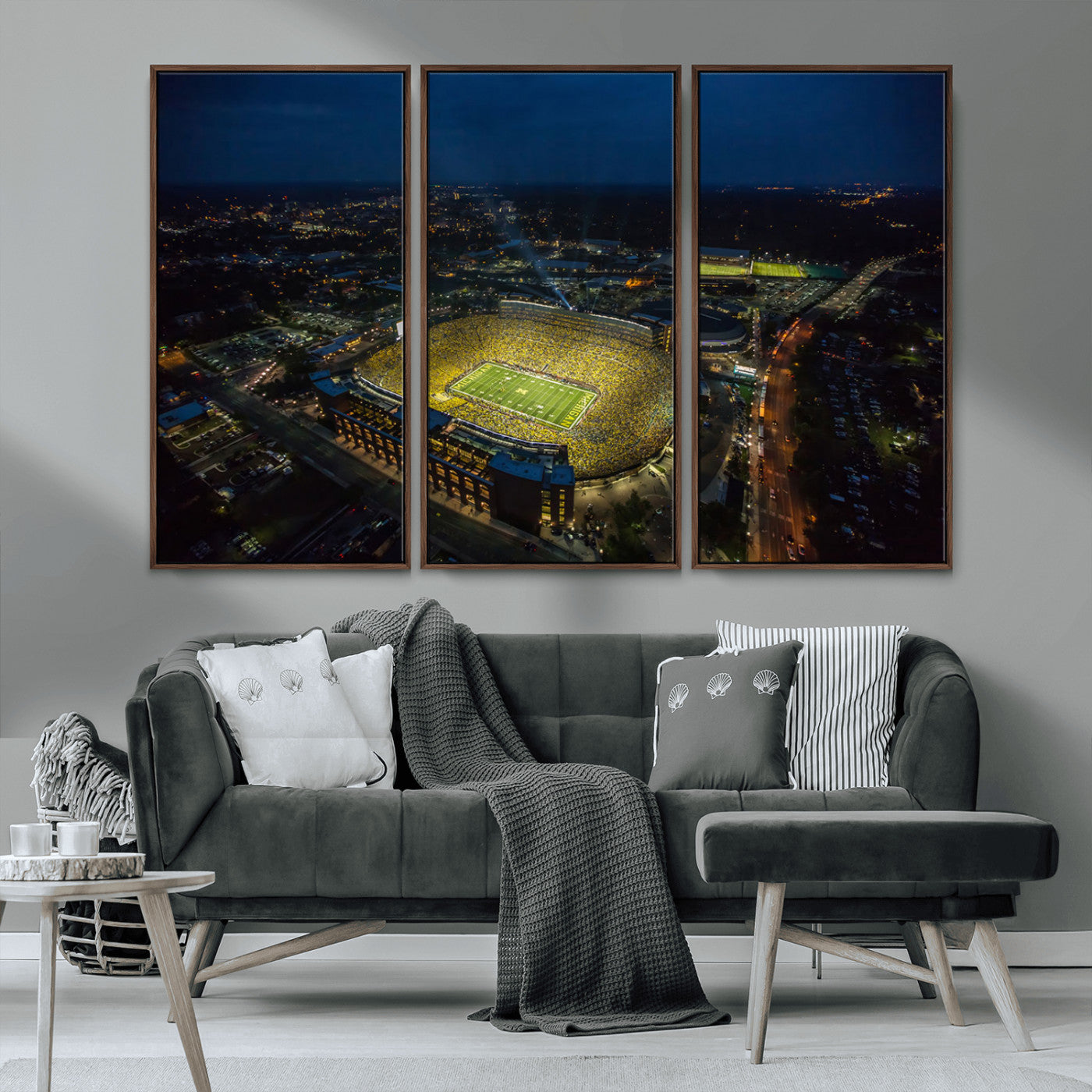MGV-FC-48X32-3P - Michigan Wolverines Football Team Print - Michigan Stadium Wall Art Canvas Print