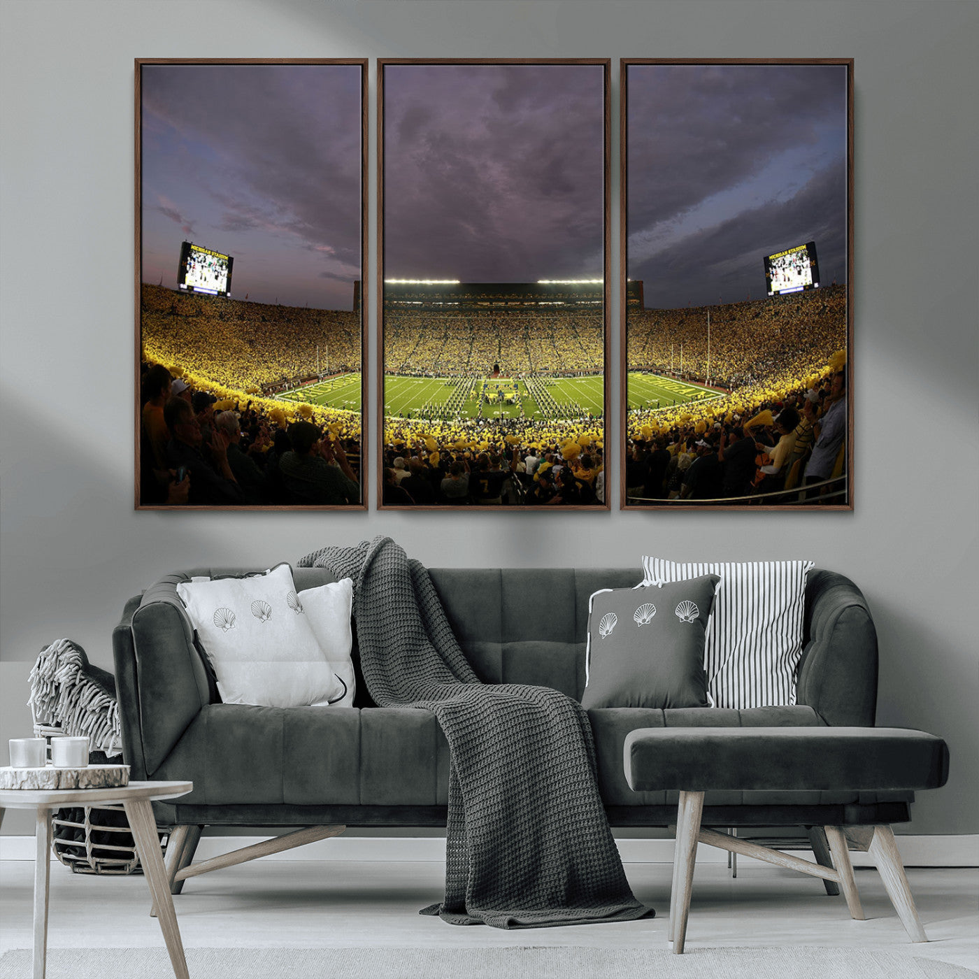 MGV-FC-48X32-3P - Michigan Wolverines Football Team Print - Michigan Stadium Wall Art Canvas Print