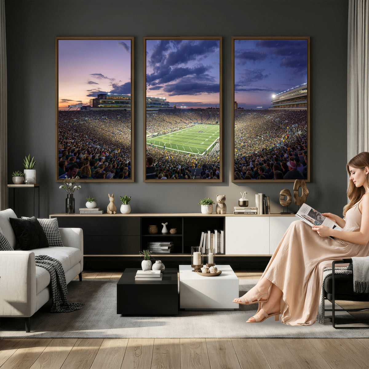 50825-MGV-CV-36X24 - Notre Dame Fighting Irish Football Team Print, Notre Dame Stadium Wall Art Canvas Print