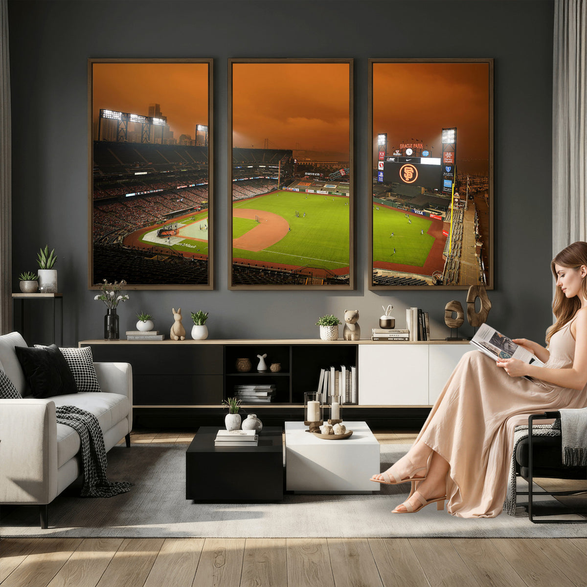 31315-MGV-CV-36X24 - San Francisco Giants Baseball Team Print, Oracle Park Stadium Wall Art Canvas Print