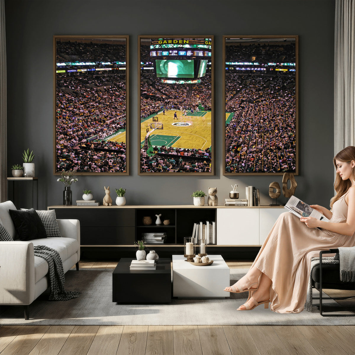 21705-MGV-CV-36X24 - TD Garden Basketball Canvas Wall Art | Boston Celtics Live Action
