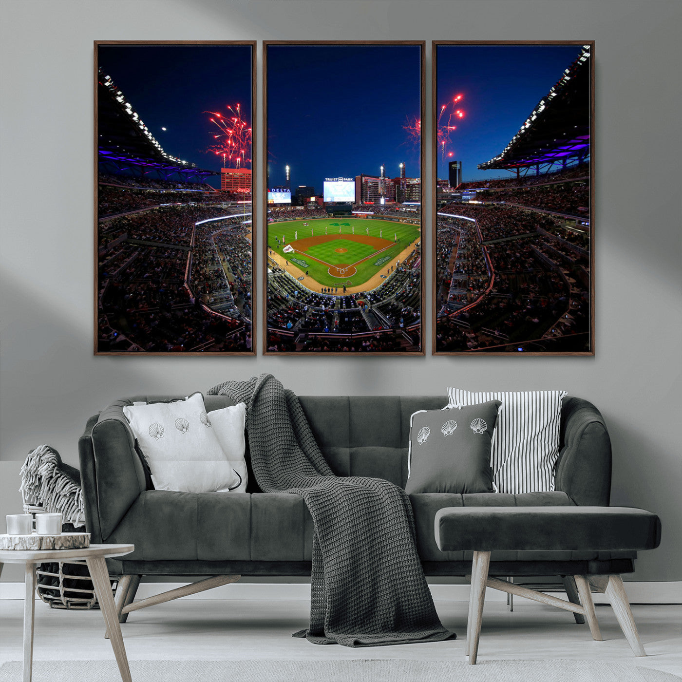 MGV-FC-48X32-3P - Truist Park Atlanta Braves Baseball Stadium Wall Art Print | Large 3-Panel Canvas Print for Sports