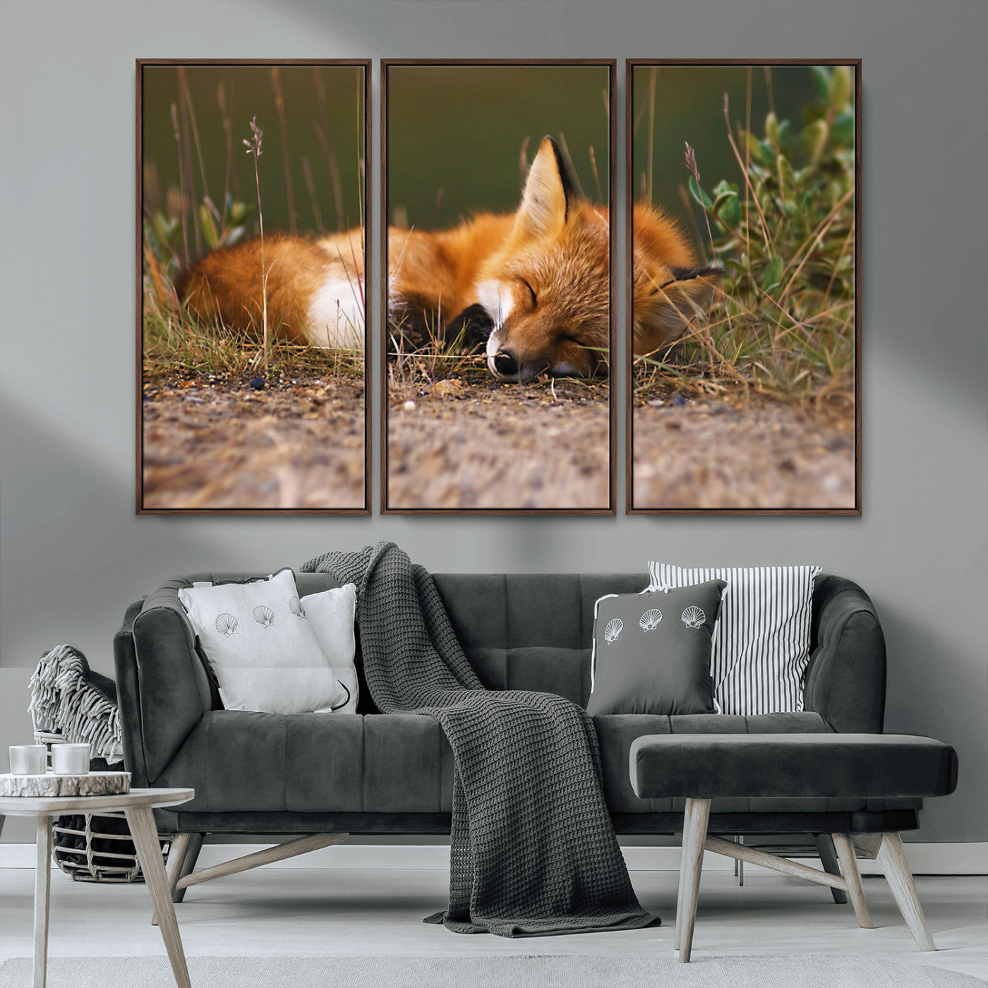 -Sleeping Fox Wall Art Canvas Print, Farmhouse Wall Decor and Animal Wall Art Print