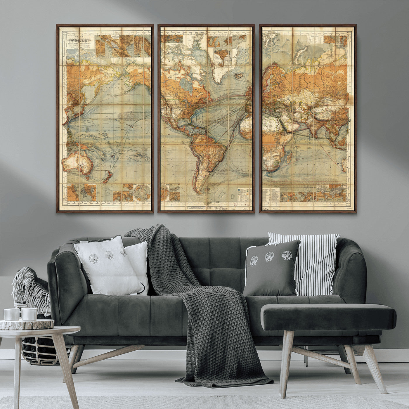 MGV-FC-48X32-3P - Push Pin World Map Canvas Print – Framed Wall Art for Couples to Track Their Travels – Anniversary