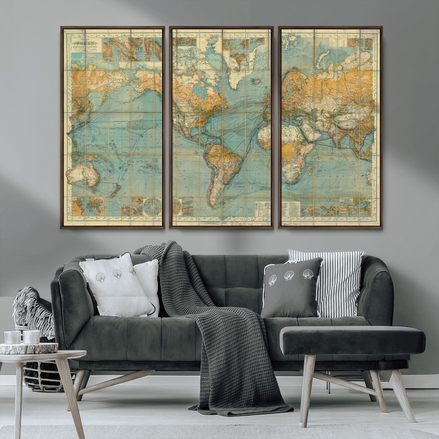 MGV-FC-48X32-3P - Push Pin World Map Canvas Print – Framed Wall Art for Couples to Track Their Travels – Anniversary
