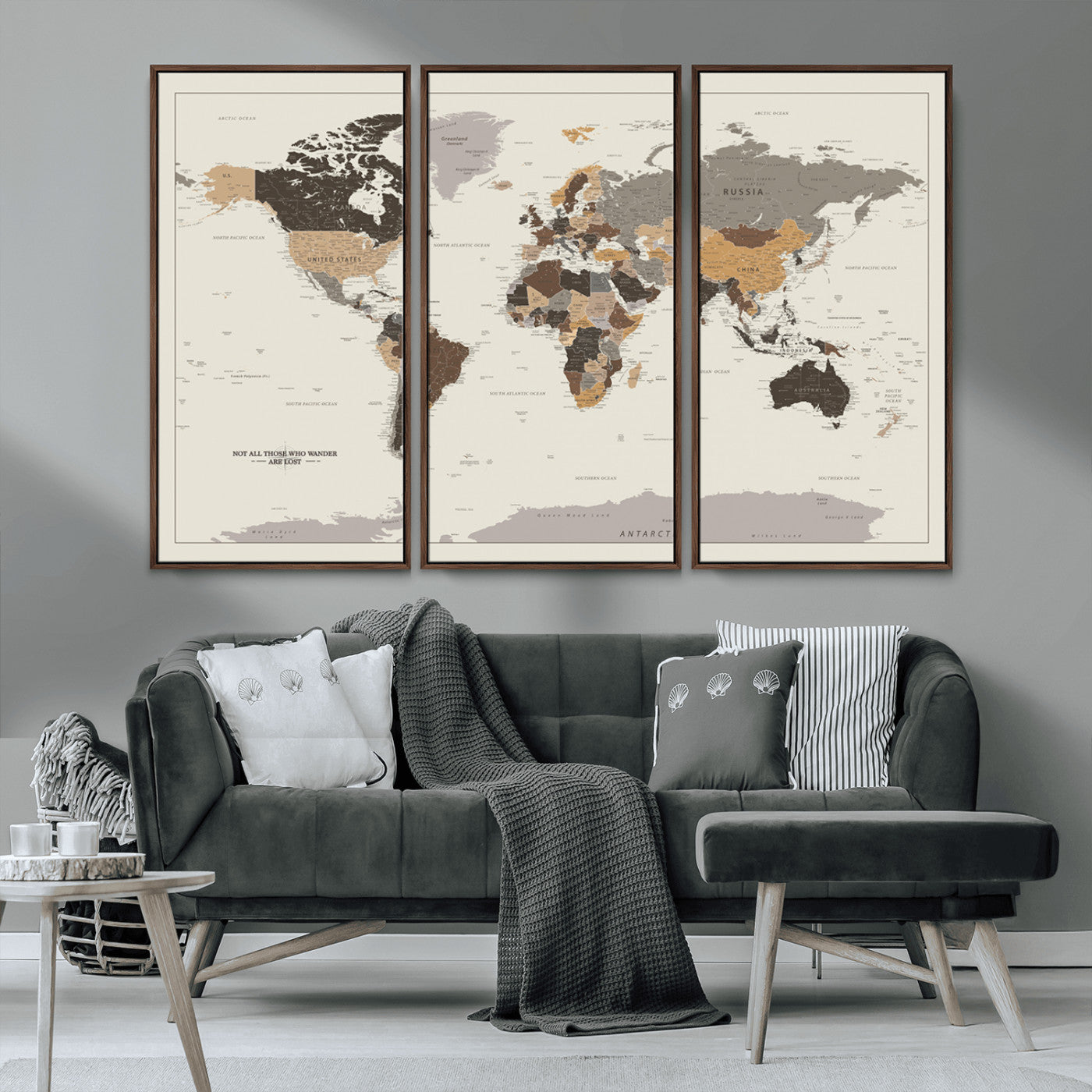 MGV-FC-48X32-3P - Push Pin World Map Canvas Print – Framed Wall Art for Couples to Track Their Travels – Anniversary