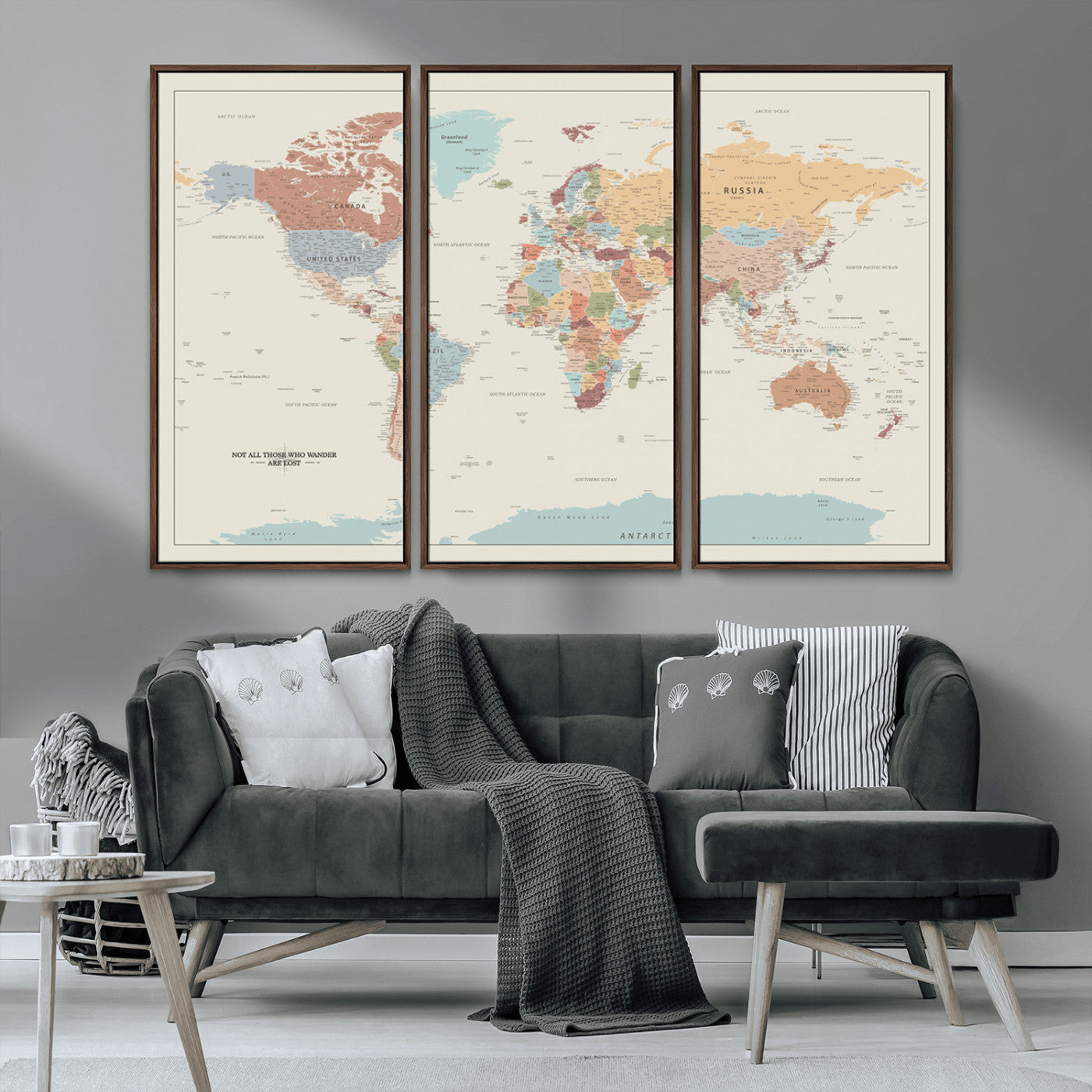 MGV-FC-48X32-3P - Push Pin World Map Canvas Print – Framed Wall Art for Couples to Track Their Travels – Anniversary