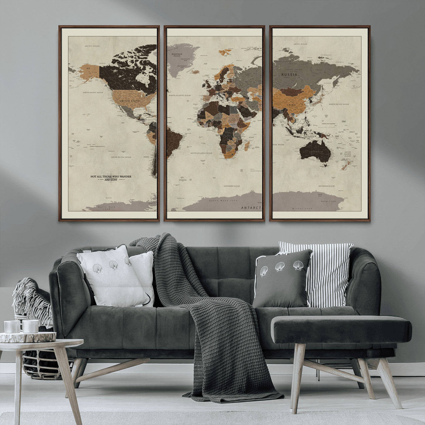 MGV-FC-48X32-3P - Push Pin World Map Canvas Print – Framed Wall Art for Couples to Track Their Travels – Anniversary