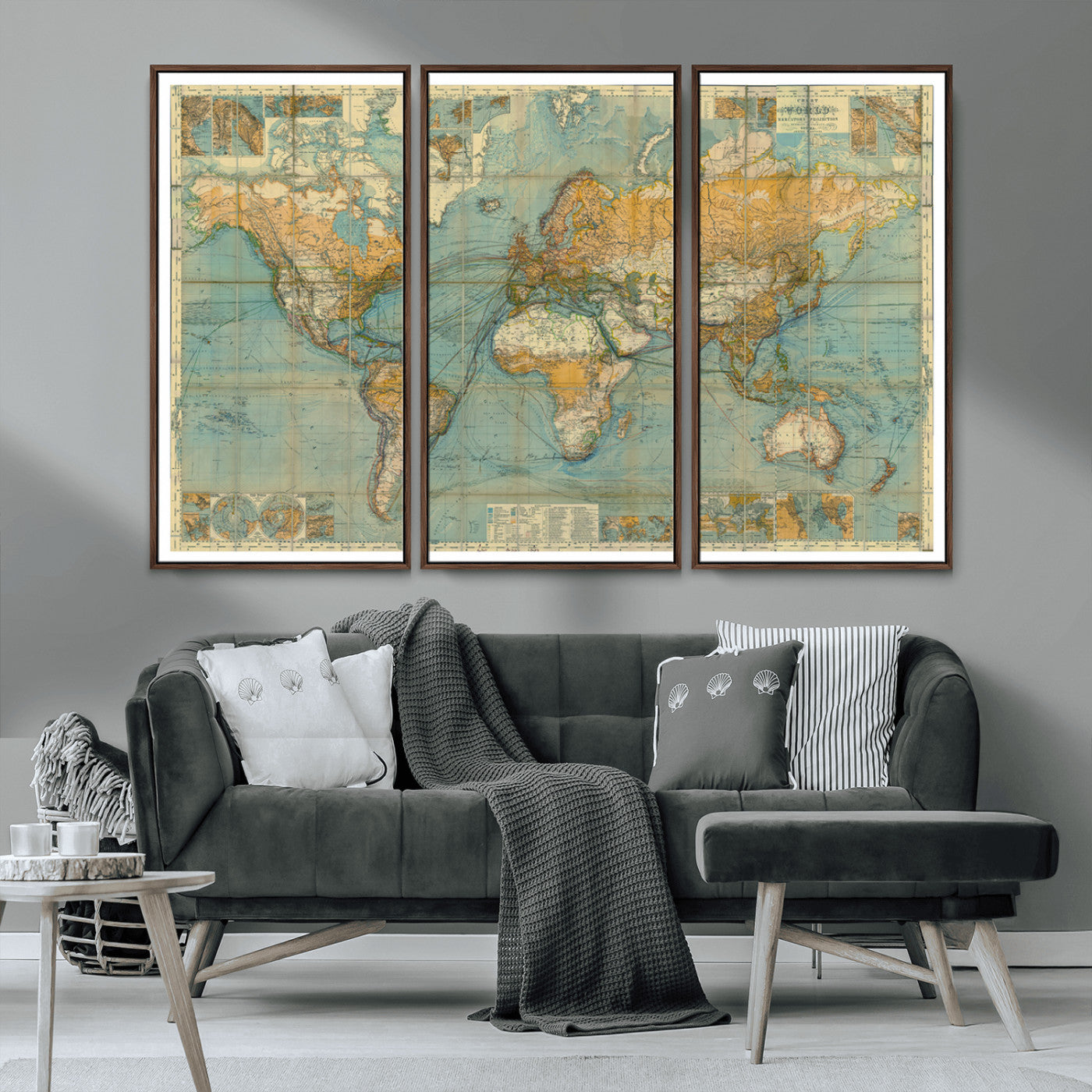 MGV-FC-48X32-3P - Push Pin World Map Canvas Print – Framed Wall Art for Couples to Track Their Travels – Anniversary
