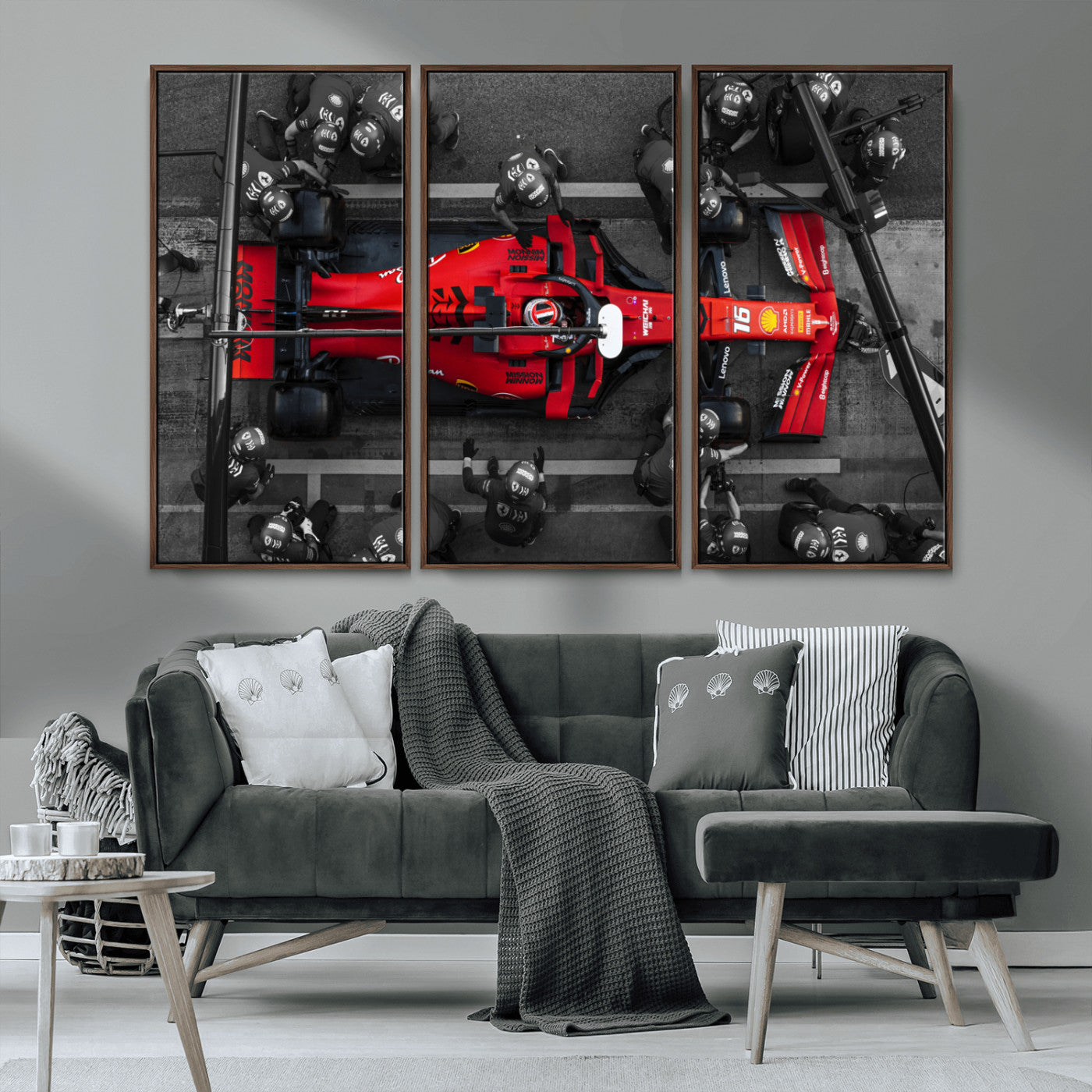 MGV-FC-48X32-3P - Ferrari Pit Stop Canvas Wall Art – Precision and Speed Captured in Bold Motorsport Imagery – Ready