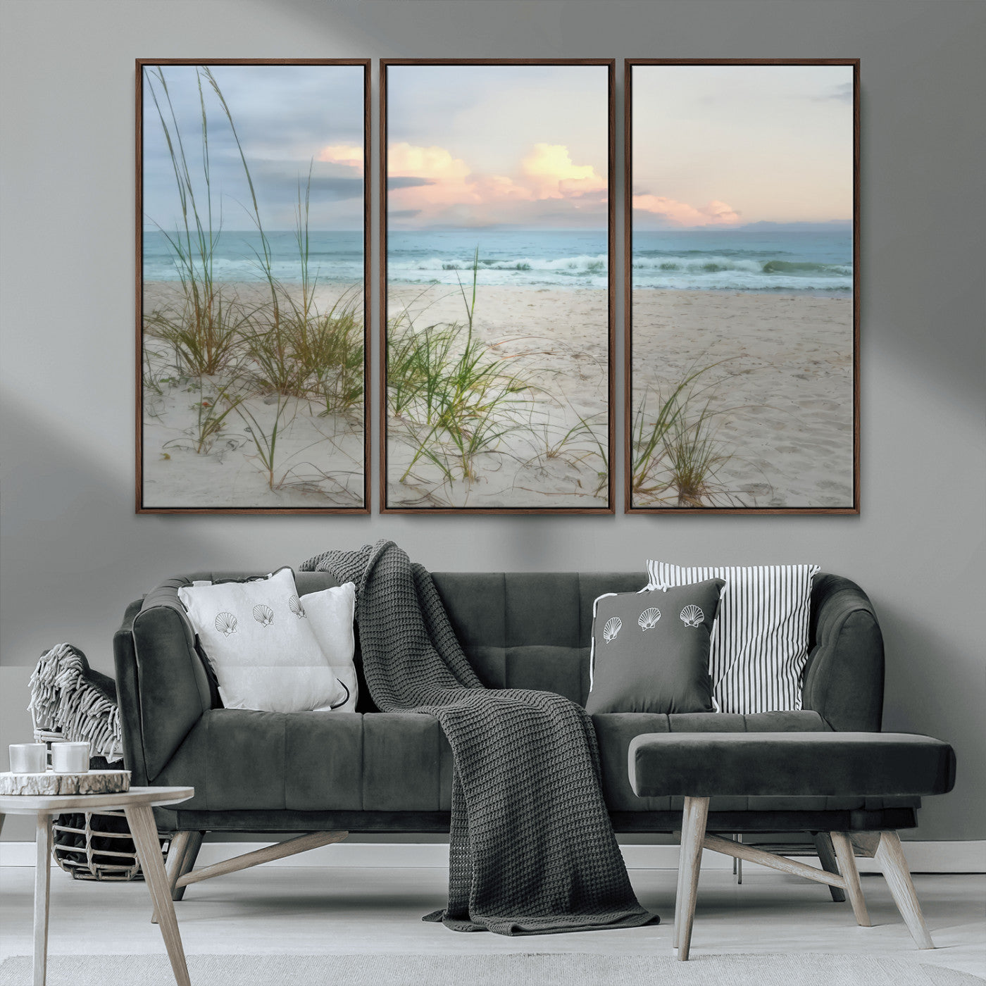 MGV-FC-48X32-3P - Flight Over Coastal Beach Landscape, Flight Over Coastal Beach Print Canvas Wall Art