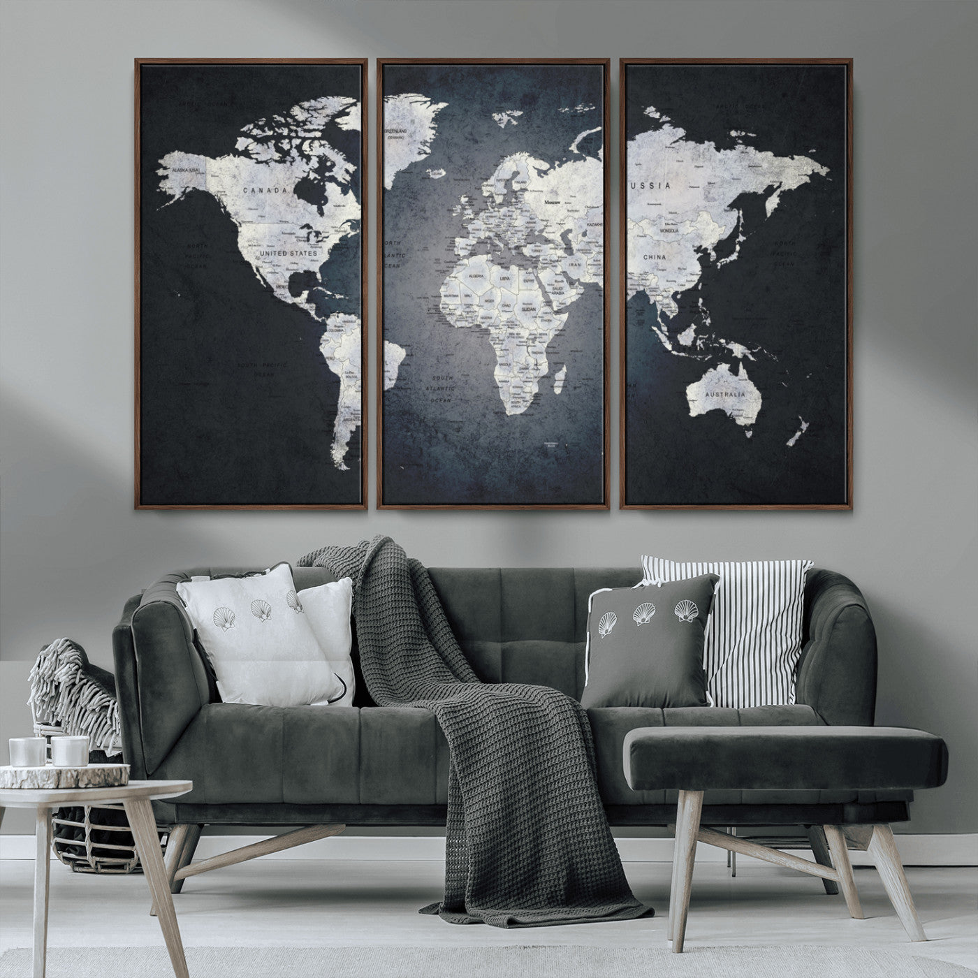 MGV-FC-48X32-3P - World Map Wall Art Canvas Print for Home and Office Decor