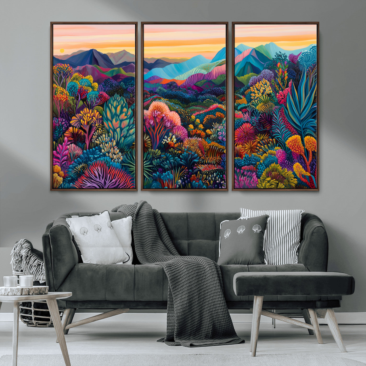MGV-FC-48X32-3P - Colorful Abstract Landscape Wall Art Print Canvas - Vibrant Modern Decor for Living Room, Office, or