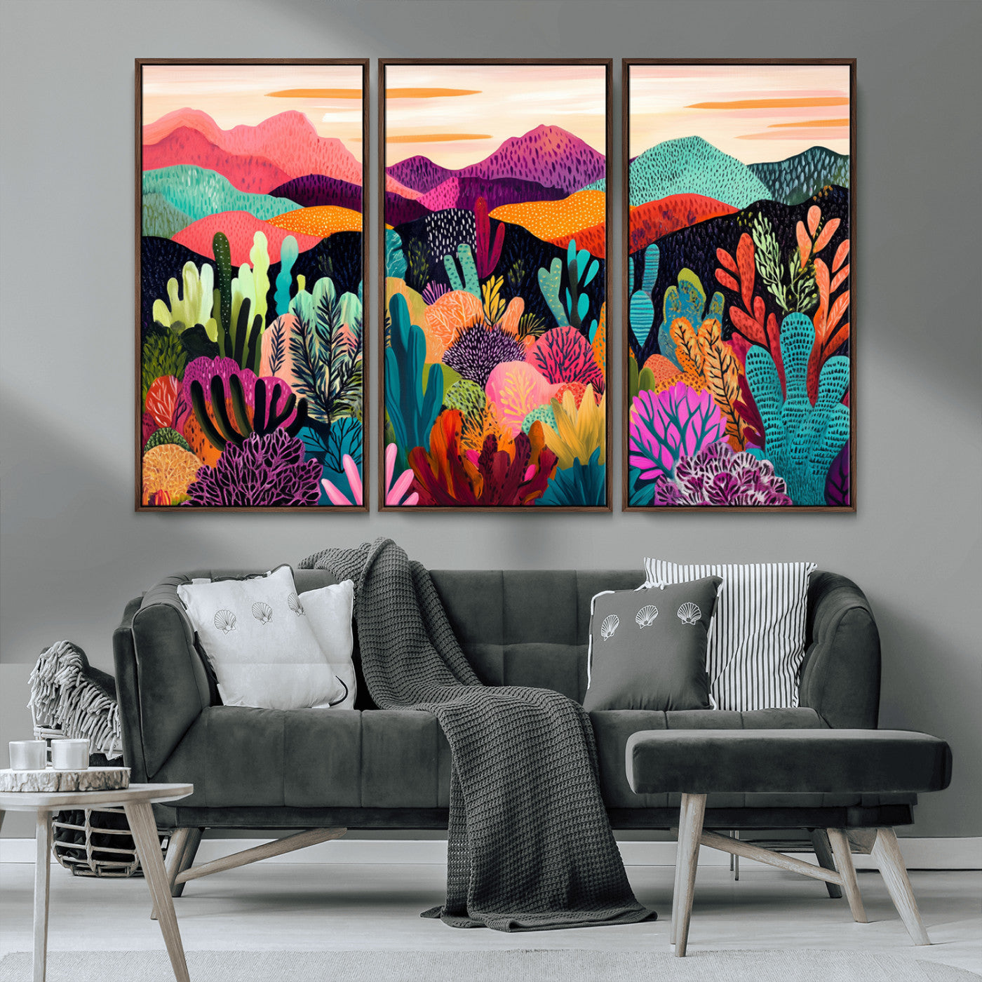 MGV-FC-48X32-3P - Abstract Kusama Print - Landscape Canvas Wall Art Print - Vibrant Modern Decor for Living Room,