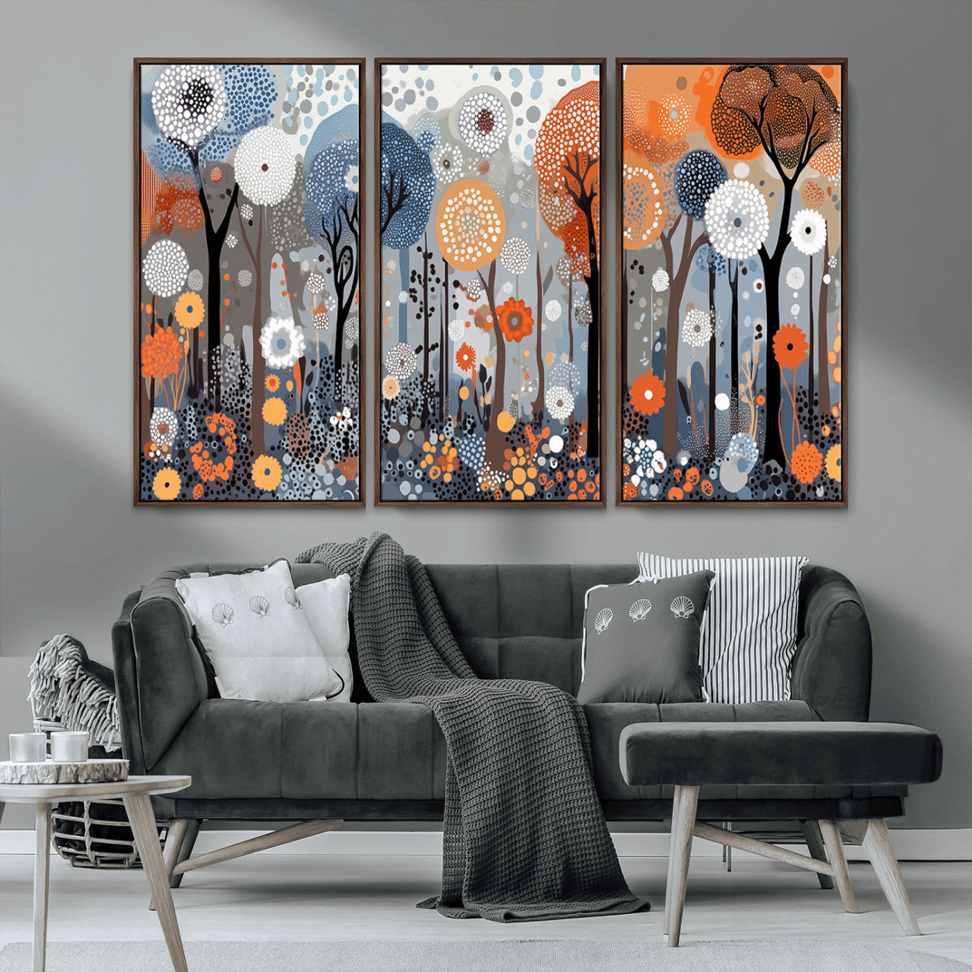 MGV-FC-48X32-3P - Abstract Winter Landscape Canvas Wall Art Print - Large Colorful Nature Wall Decor