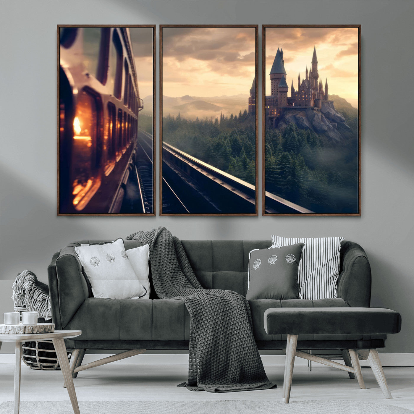 MGV-FC-48X32-3P - Harry Castle Wall Art Canvas Print, Wizard School Wall Art Print, Movie Wall Art Print