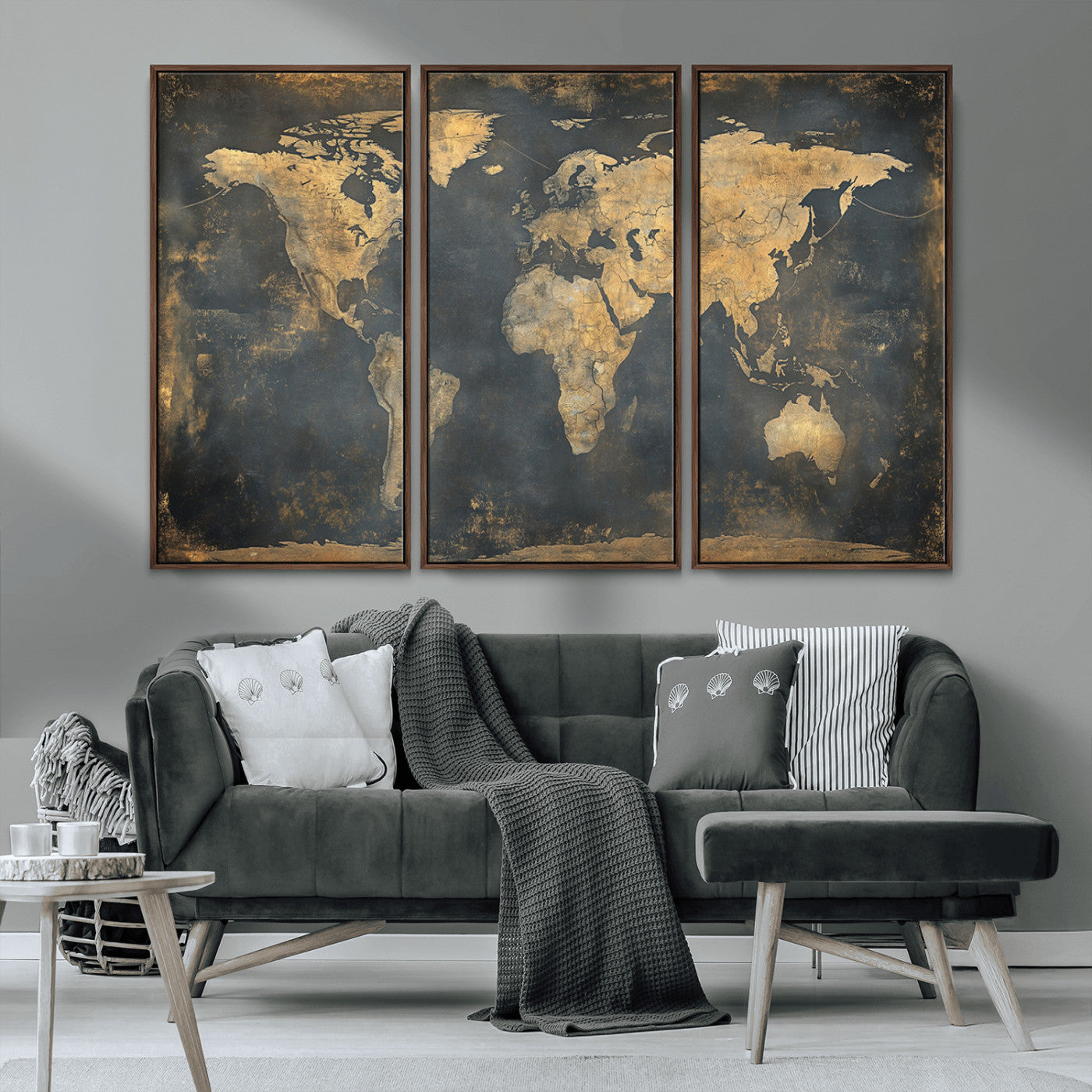 MGV-FC-48X32-3P - Push Pin World Map Canvas Print – Framed Wall Art for Couples to Track Their Travels – Anniversary