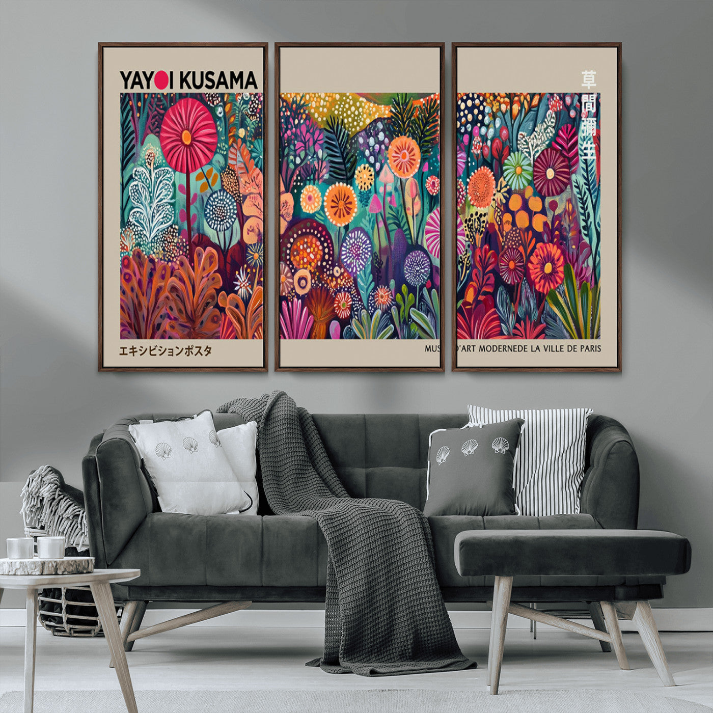 MGV-FC-48X32-3P - Yayoi Kusama Wall Art Canvas Print, Abstract Art, Large Yayoi Kusama Framed Wall Art Print, Japanese