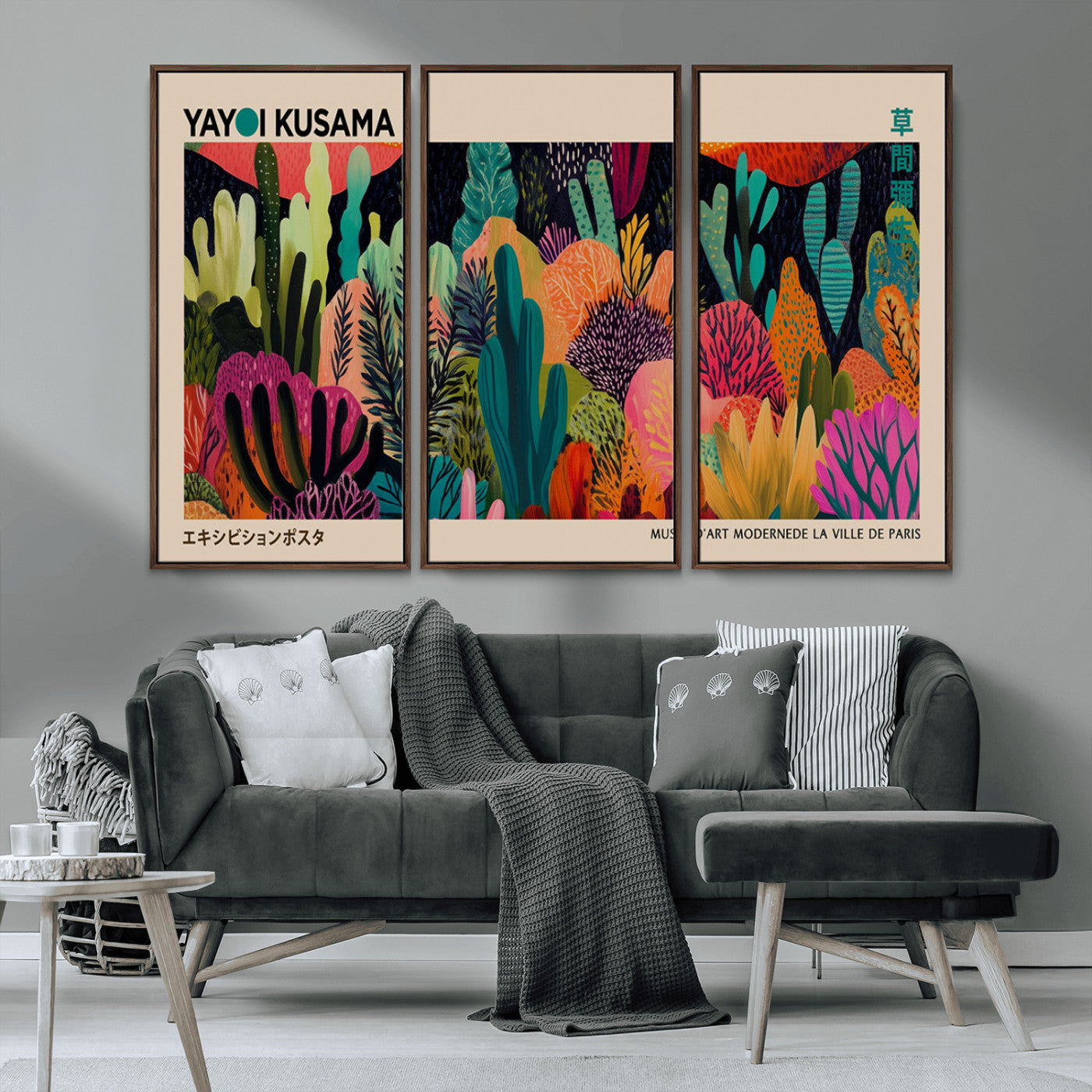 MGV-FC-48X32-3P - Yayoi Kusama Wall Art Canvas Print, Abstract Art, Large Yayoi Kusama Framed Canvas Print, Japanese