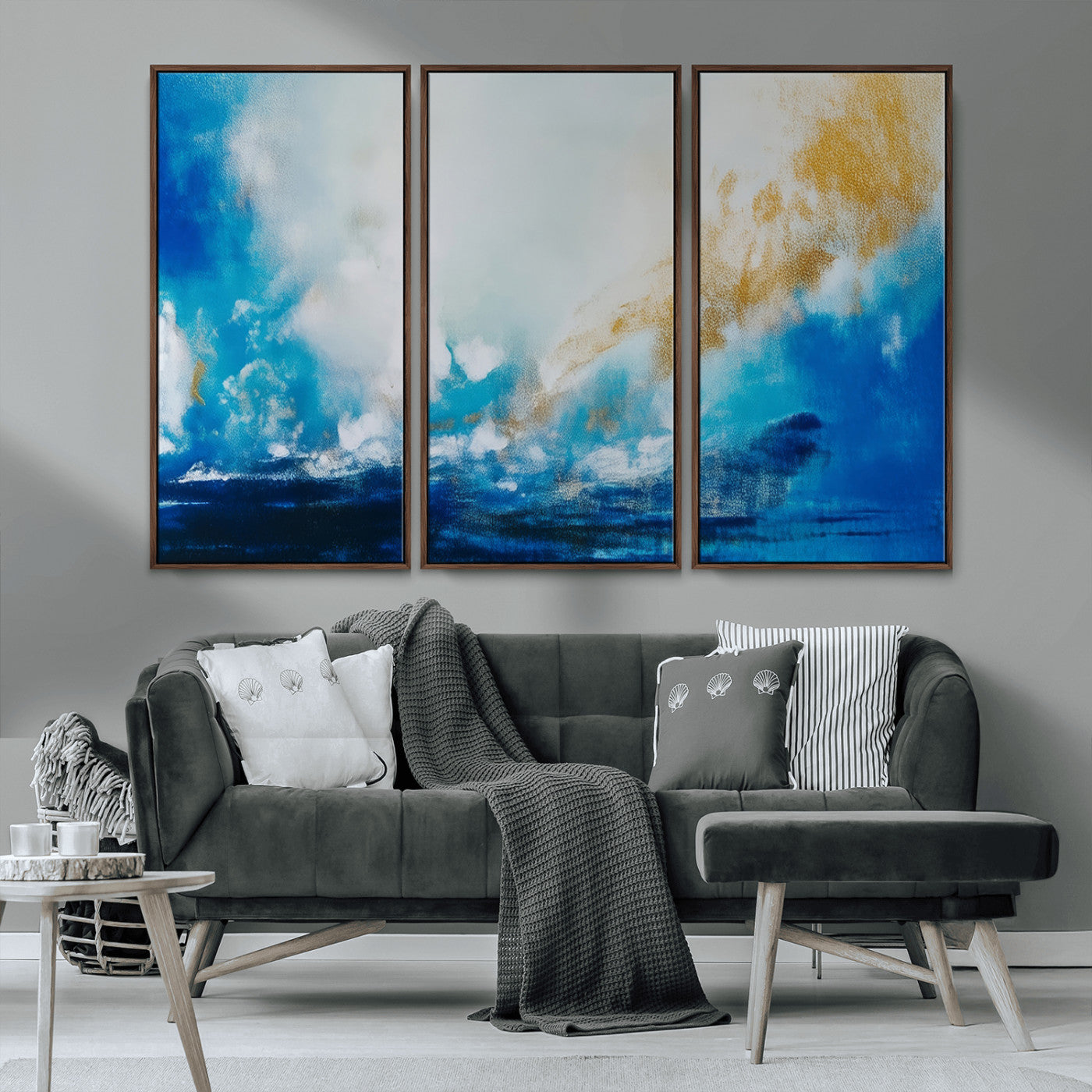 MGV-FC-48X32-3P - Blue Abstract Print - Dynamic Ocean-Inspired Canvas Wall Art