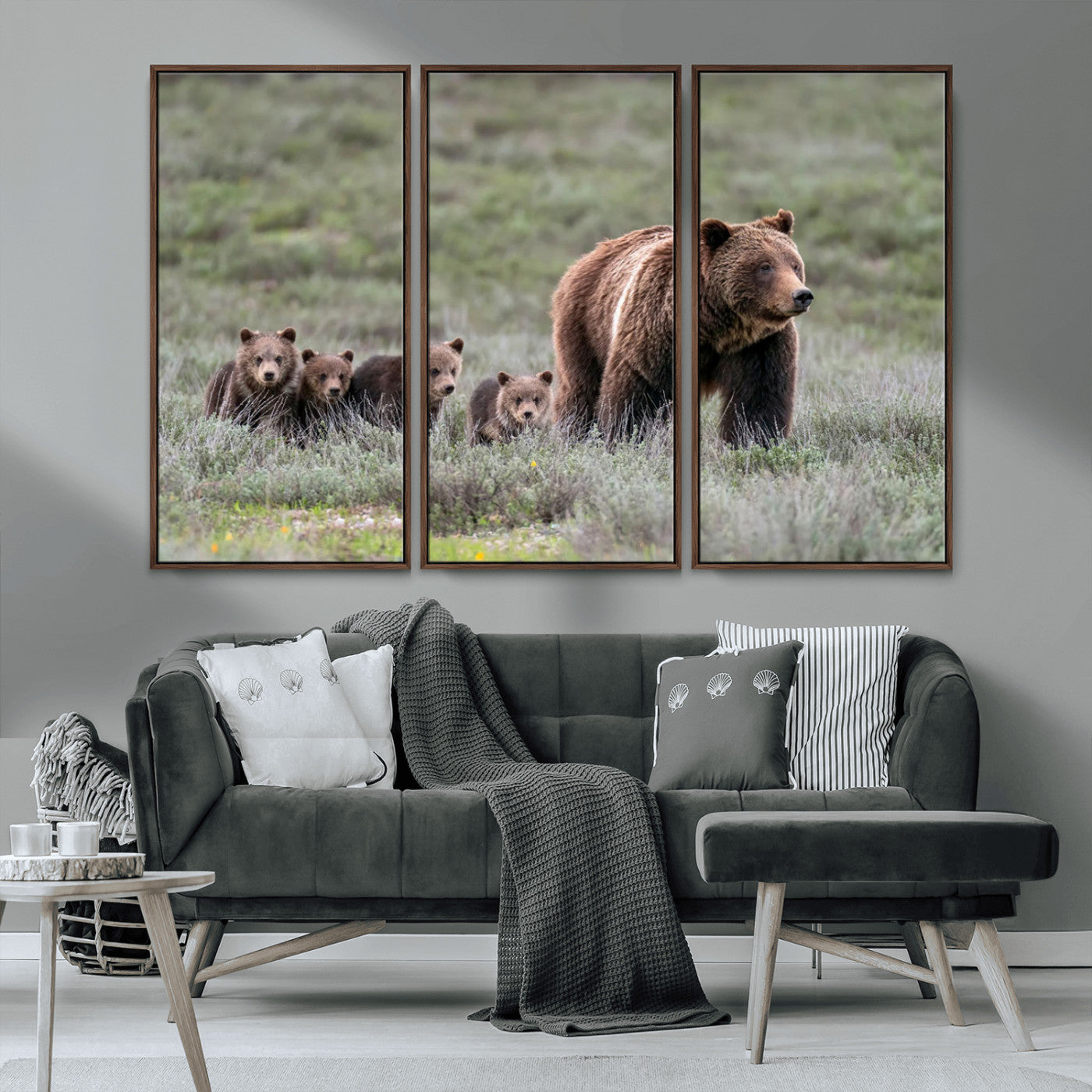 MGV-FC-48X32-3P - Wildlife Photography of 399 Grizzly Bear Cubs | Queen of the Tetons Canvas Wall Art Print