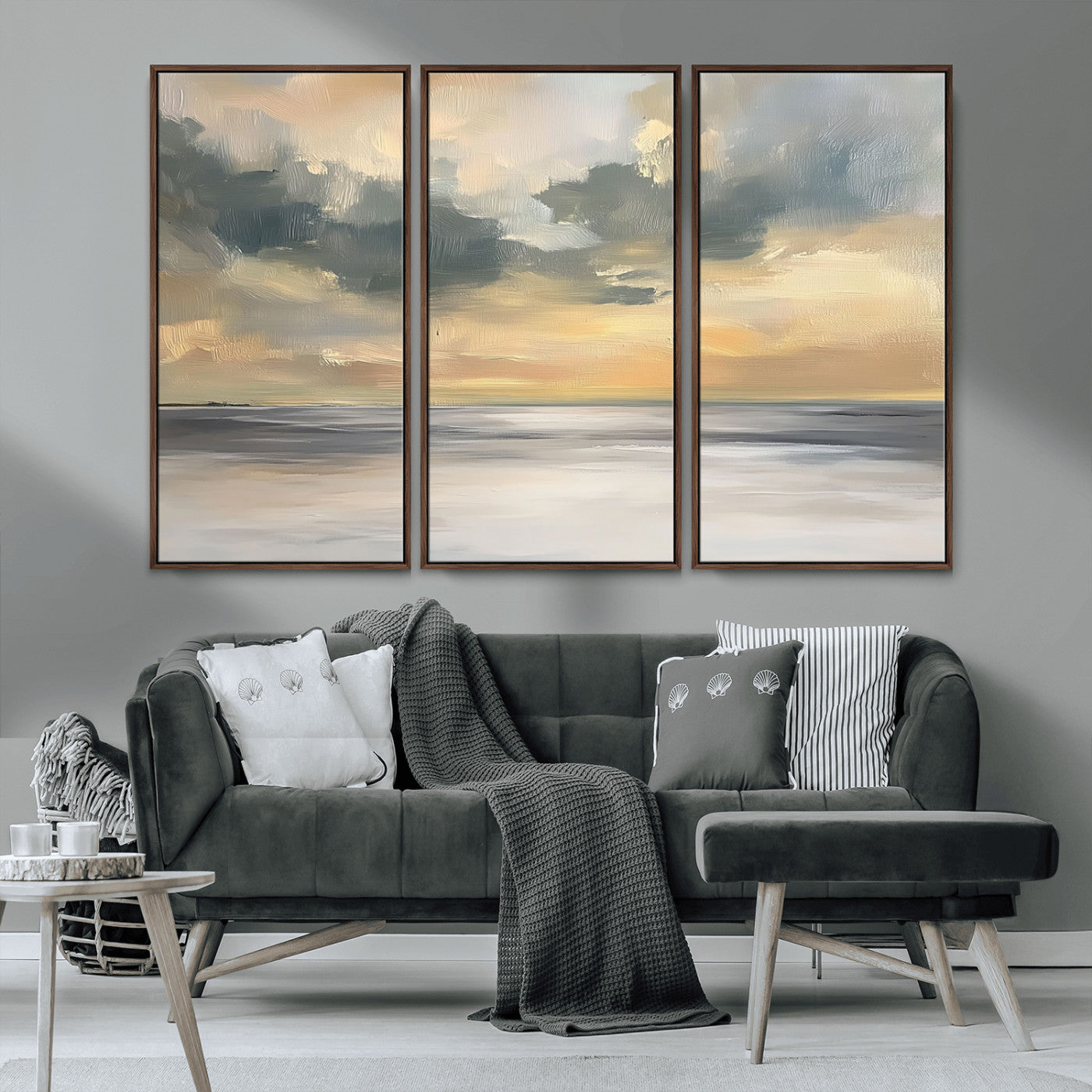 MGV-FC-48X32-3P - Modern Coastal Artwork with Vibrant Abstract Ocean Waves Wall Art Canvas Print for Contemporary