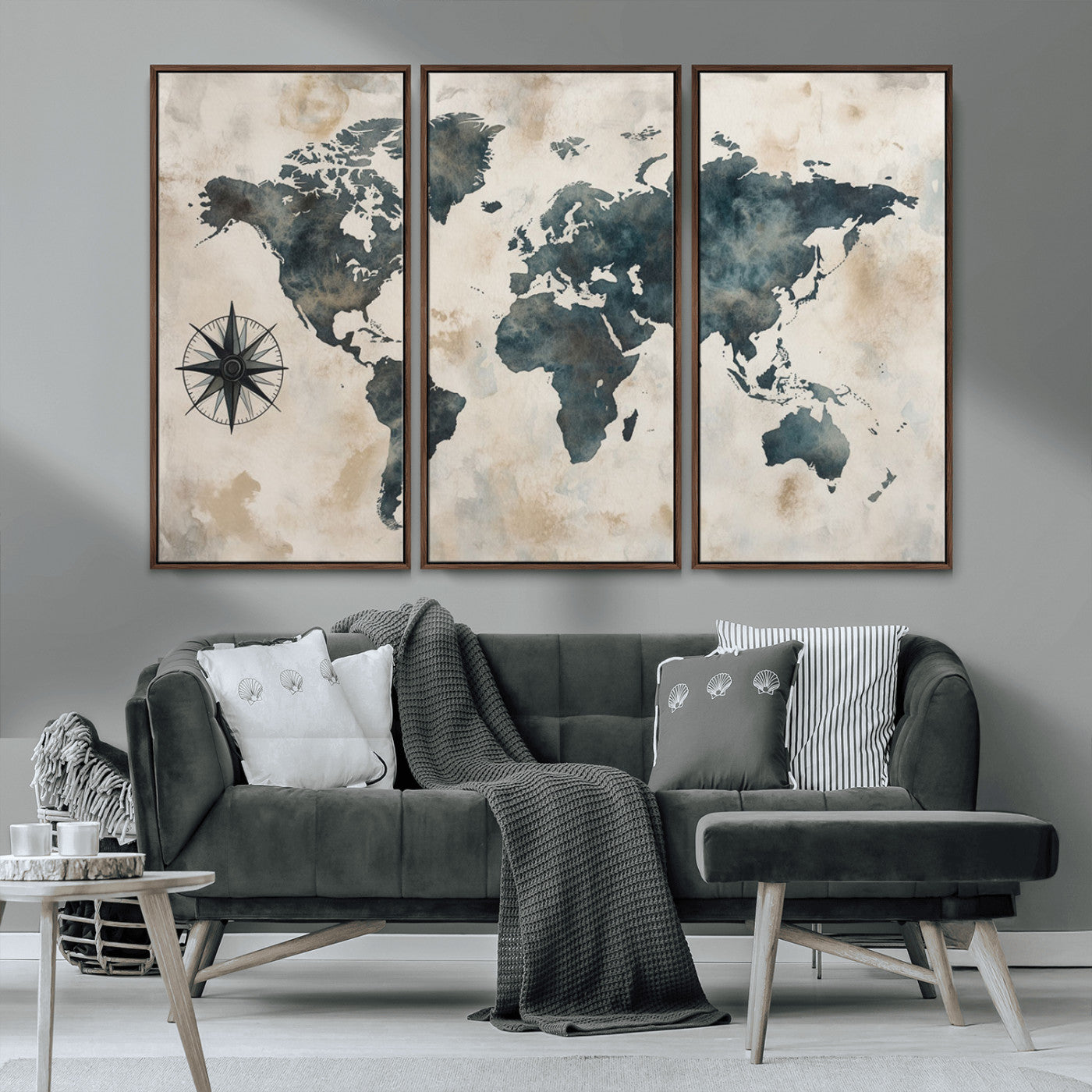 MGV-FC-48X32-3P - Push Pin World Map Canvas Print – Framed Wall Art for Couples to Track Their Travels – Anniversary