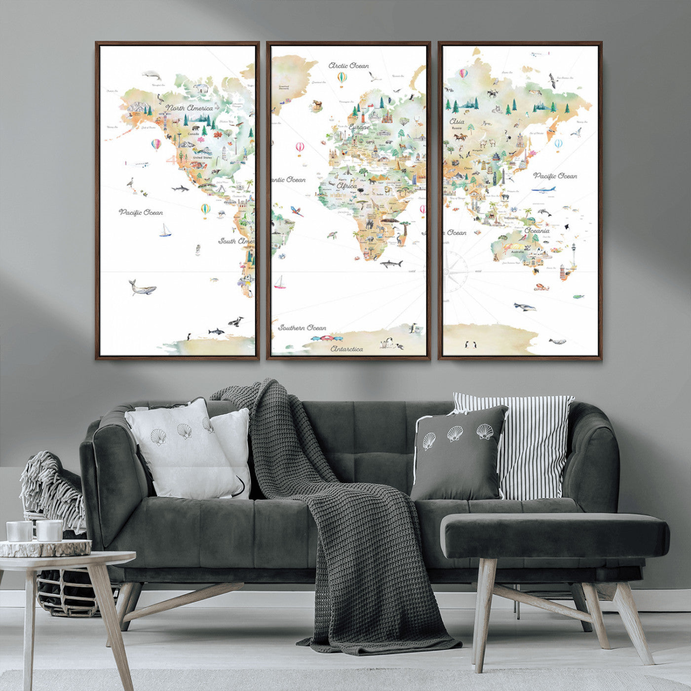 MGV-FC-48X32-3P - Push Pin World Map Canvas Print – Framed Wall Art for Couples to Track Their Travels – Anniversary