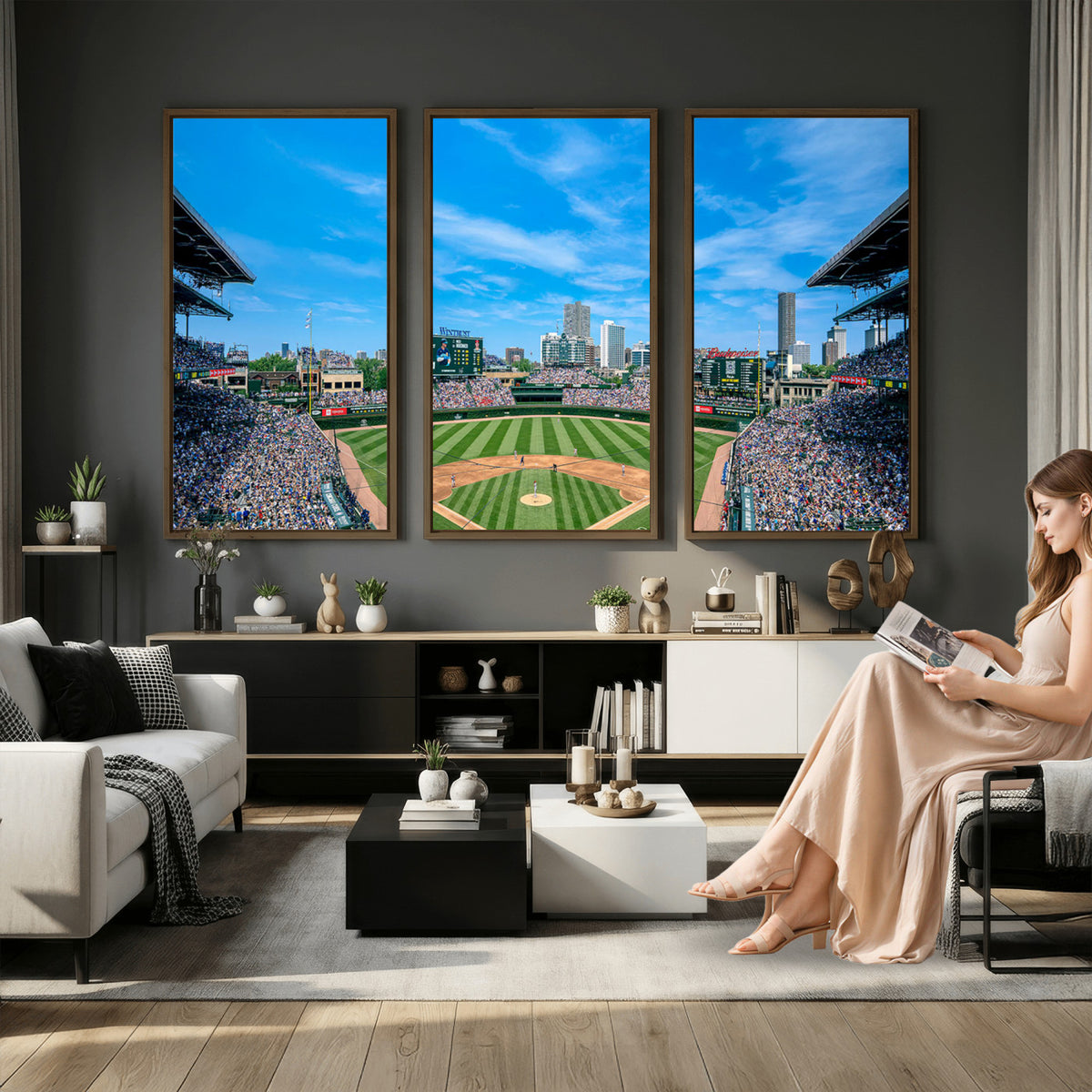 32373-MGV-CV-36X24 - Wrigley Field Chicago Cubs Panoramic Art Multi-Piece Canvas