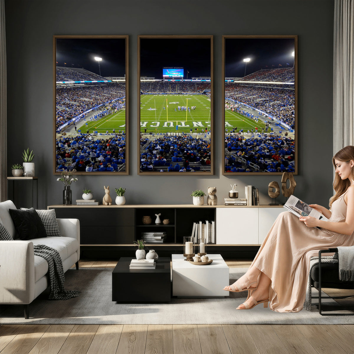 14304-MGV-CV-36X24 - Kroger Field Canvas Wall Art, Kentucky Stadium Wall Art, Framed and Ready to Hang