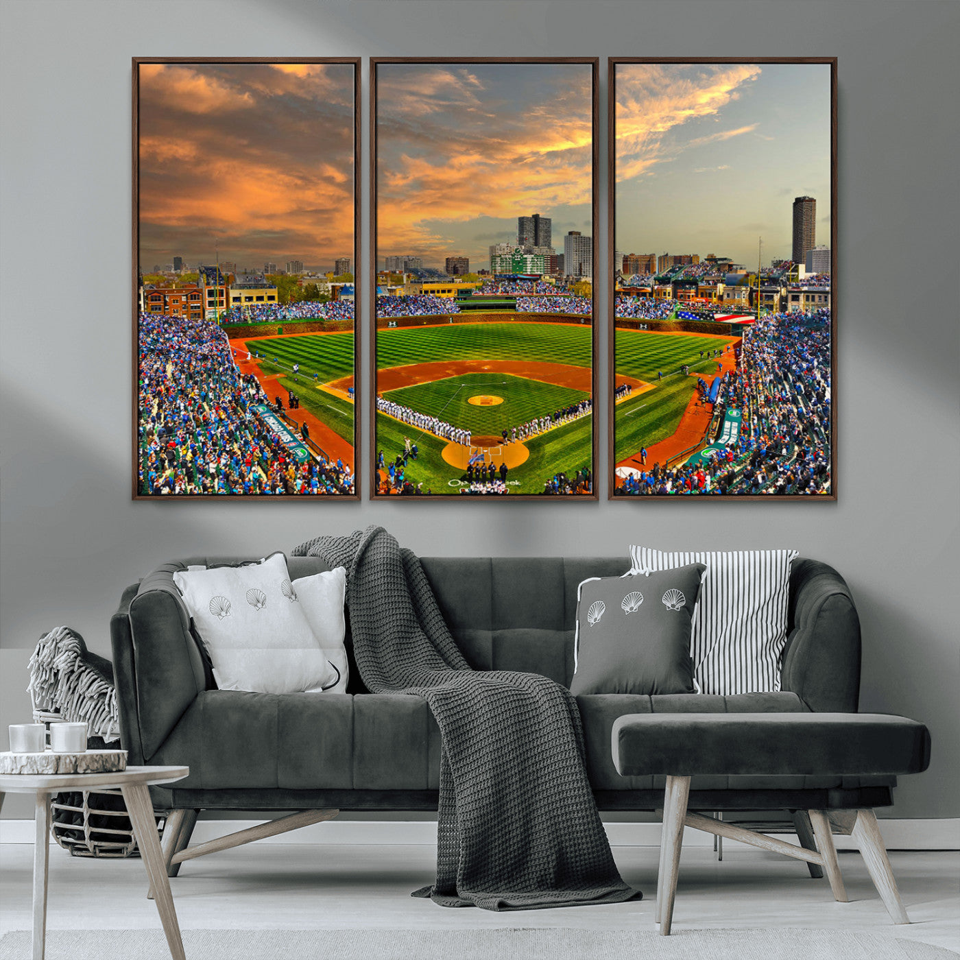 MGV-FC-48X32-3P - Chicago Wrigley Field Canvas Wall Art - Iconic Baseball Stadium Art Print - Wrigley Field Chicago