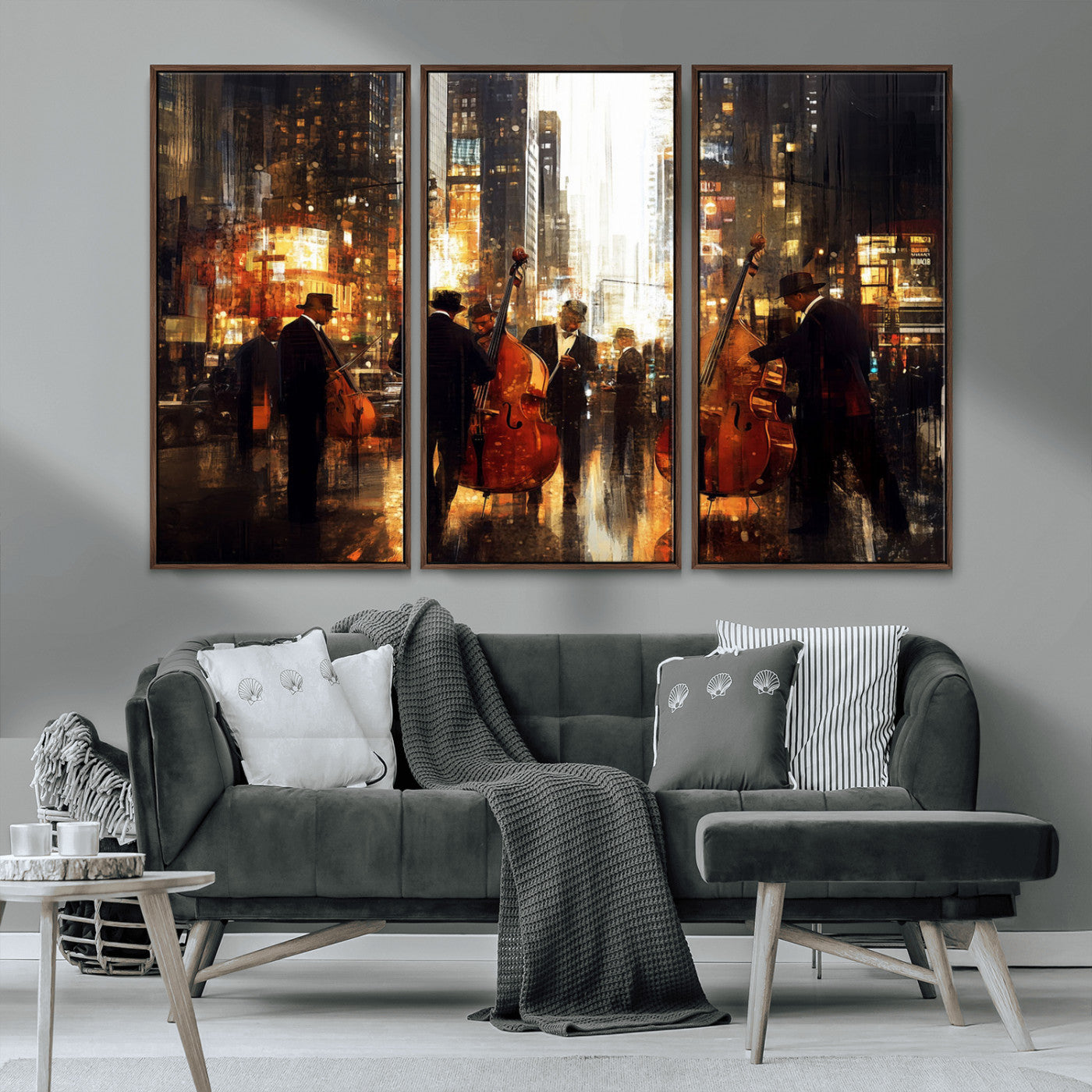 MGV-FC-48X32-3P - Abstract Jazz Art Wall Art Canvas Print - Framed Abstract Music Canvas - Colorful Instrument Poster