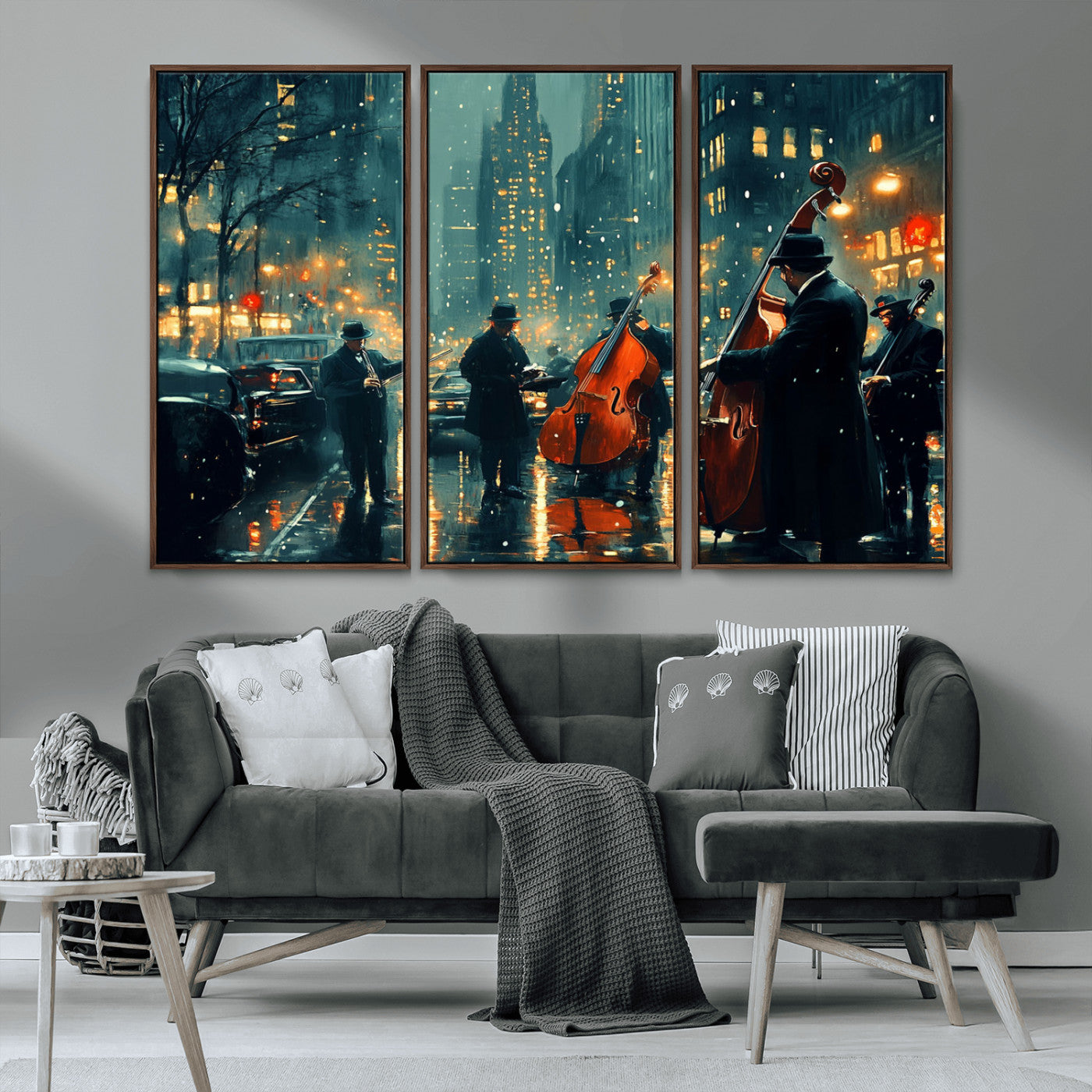 MGV-FC-48X32-3P - African American Jazz Art Print - Framed Abstract Music Canvas - Colorful Instrument Poster for