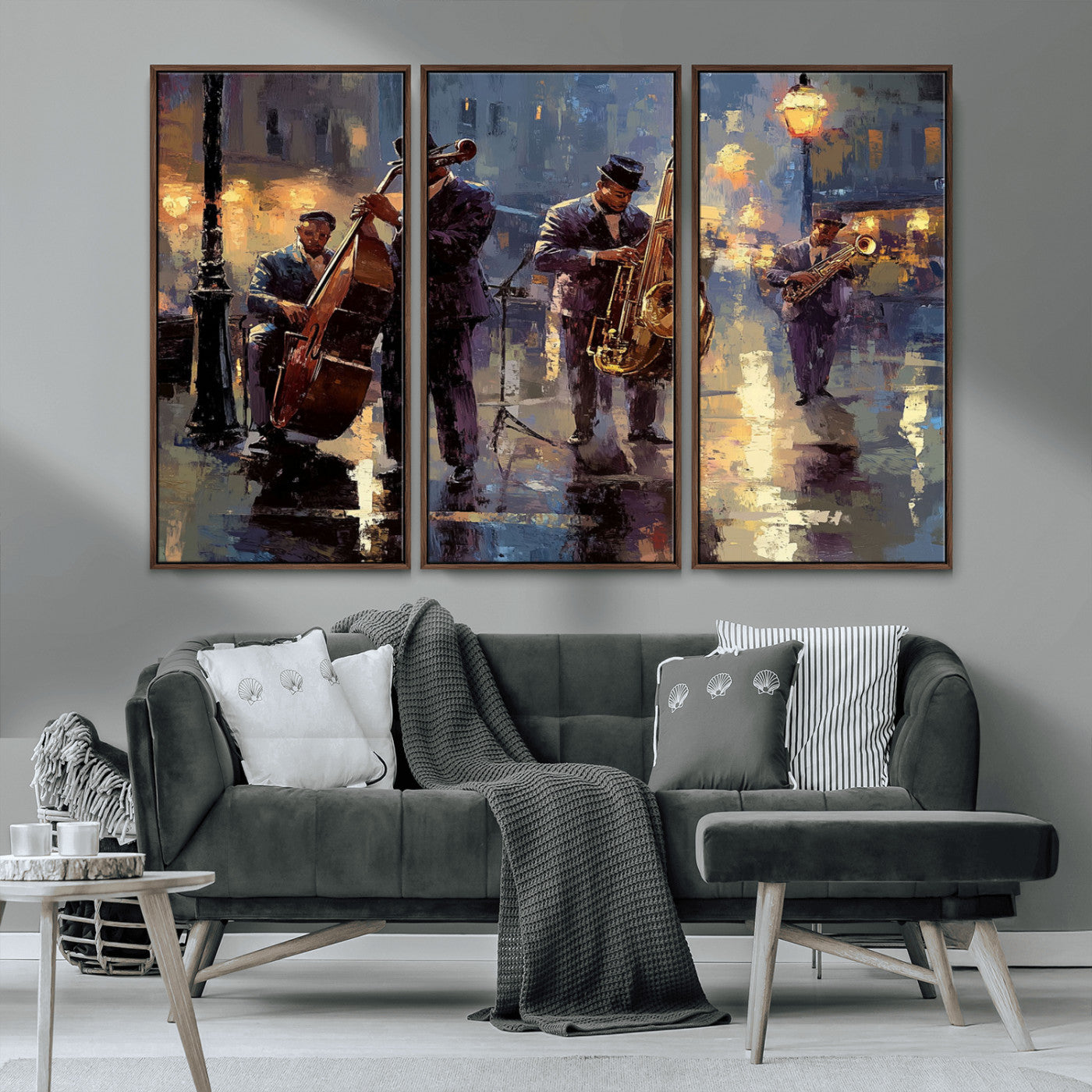 MGV-FC-48X32-3P - Afro Abstract Jazz Music Canvas Print - African American Wall Art - Colorful Framed Afro Abstract