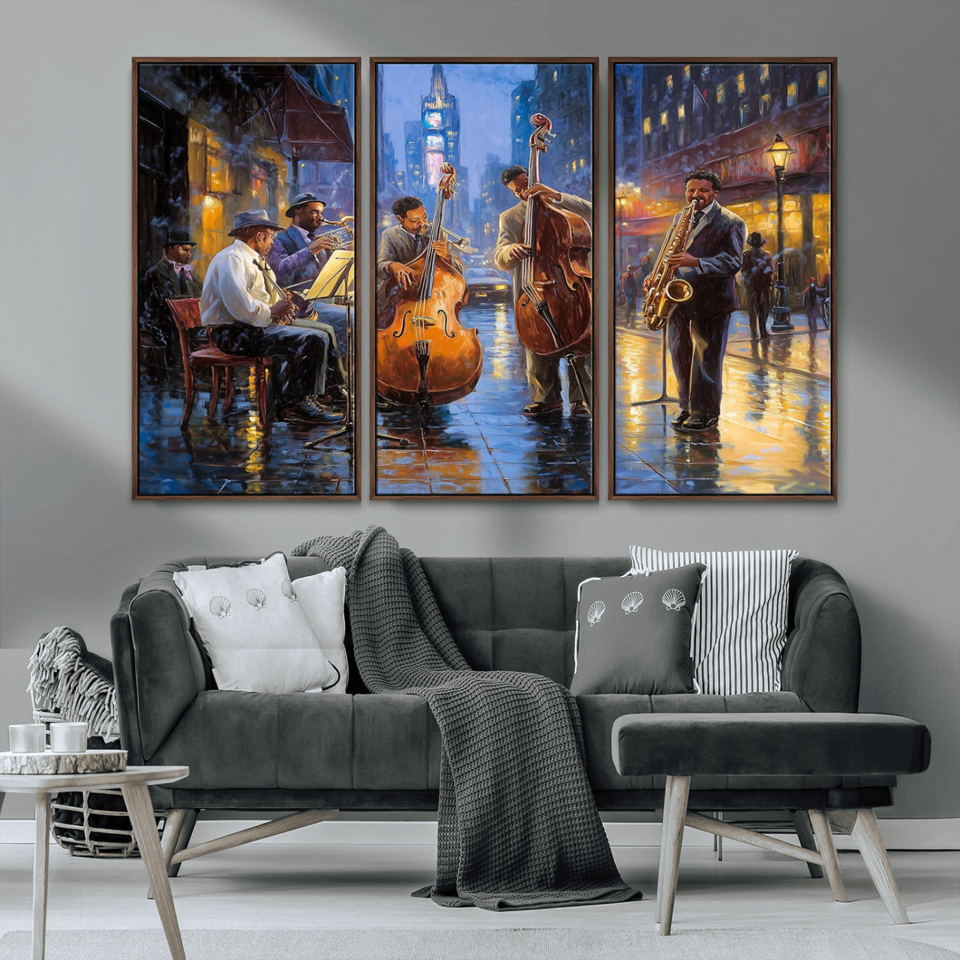 MGV-FC-48X32-3P - Colorful Jazz Wall Art - African American Music Canvas Print - Framed Abstract Music Poster for Home
