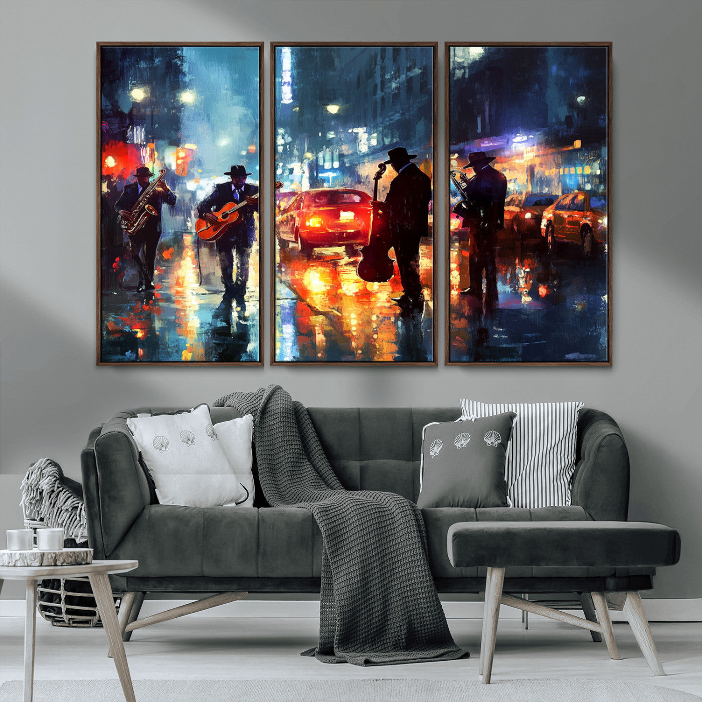 MGV-FC-48X32-3P - African American Jazz Canvas - Abstract Music Wall Art Print - Abstract Jazz Wall Art Framed Prints