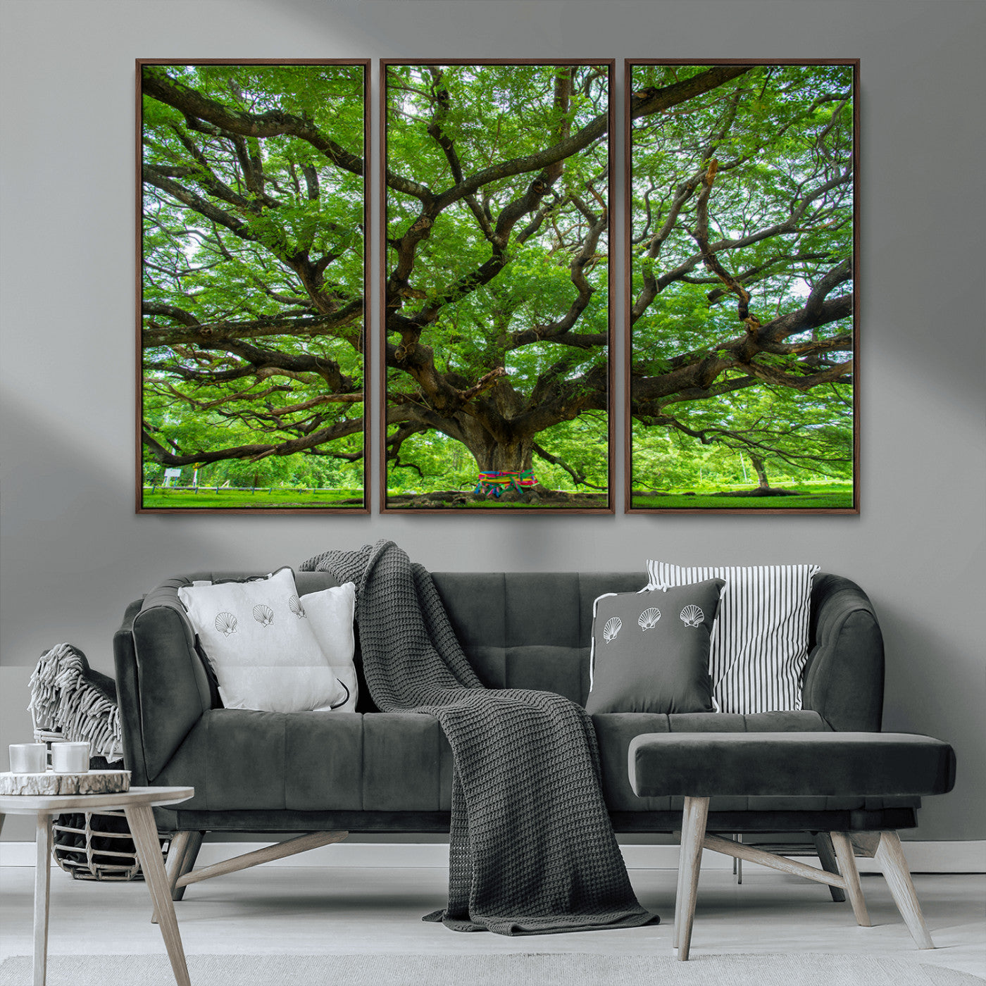 MGV-FC-48X32-3P - Oak Tree Wall Art Print, Forest Canvas Wall Art for Home and Office, Framed Angel Oak Tree Canvas